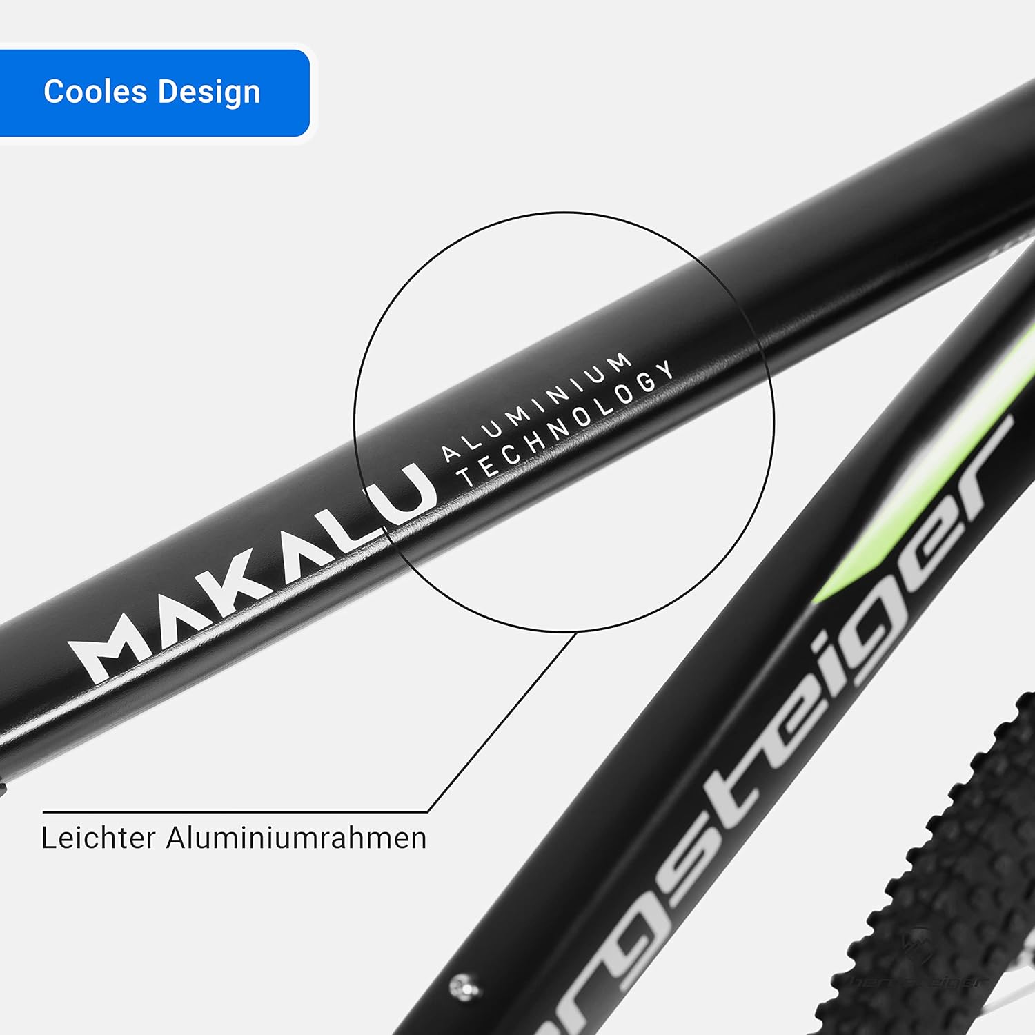 Bergsteiger Makalu 26 Zoll Mountainbike Aluminium, geeignet ab 150 cm, Scheibenbremse, Shimano 21 Gang-Schaltung, Hardtail, Jungen-Fahrrad & Herren-Fahrrad