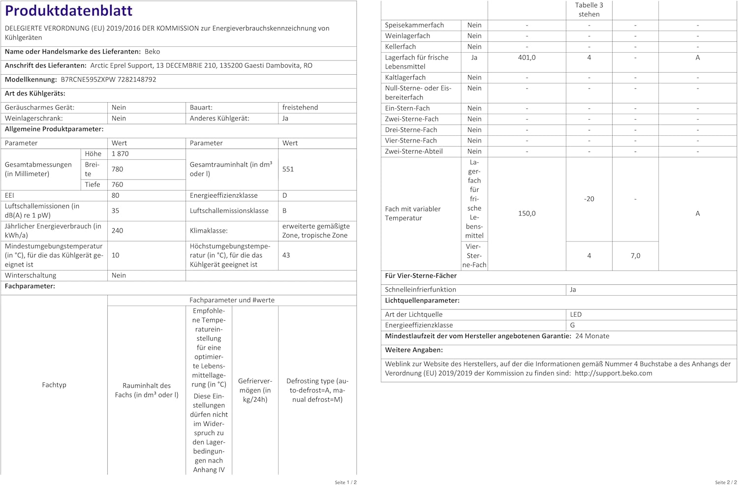 Beko RCNE366E70ZXBRN bPRO700 freistehende Kühl-/Gefrierkombination, großer Kühlschrank, 323 l Gesamtrauminhalt, HarvestFresh, NoFrost, leise, SmoothFit, 0°C-Zone, Dark Inox