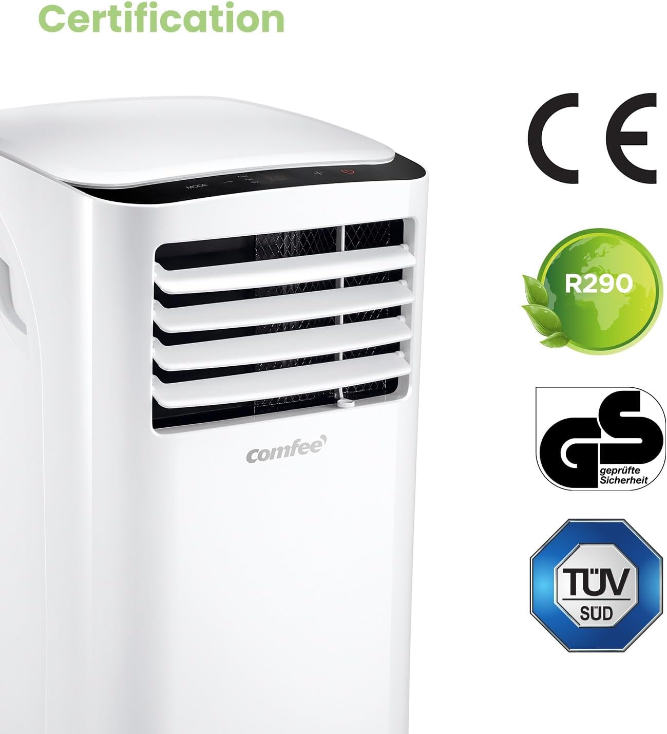 Comfee Mobiles Klimagerät Breezy Cool Pro 2.6,9000 BTU 2,6kW, Kühlen&Ventilieren&Entfeuchten,APP-Steuerung,Raumgröße bis 88m³(33㎡),Mobile Klimaanlage mit Abluftschlauch
