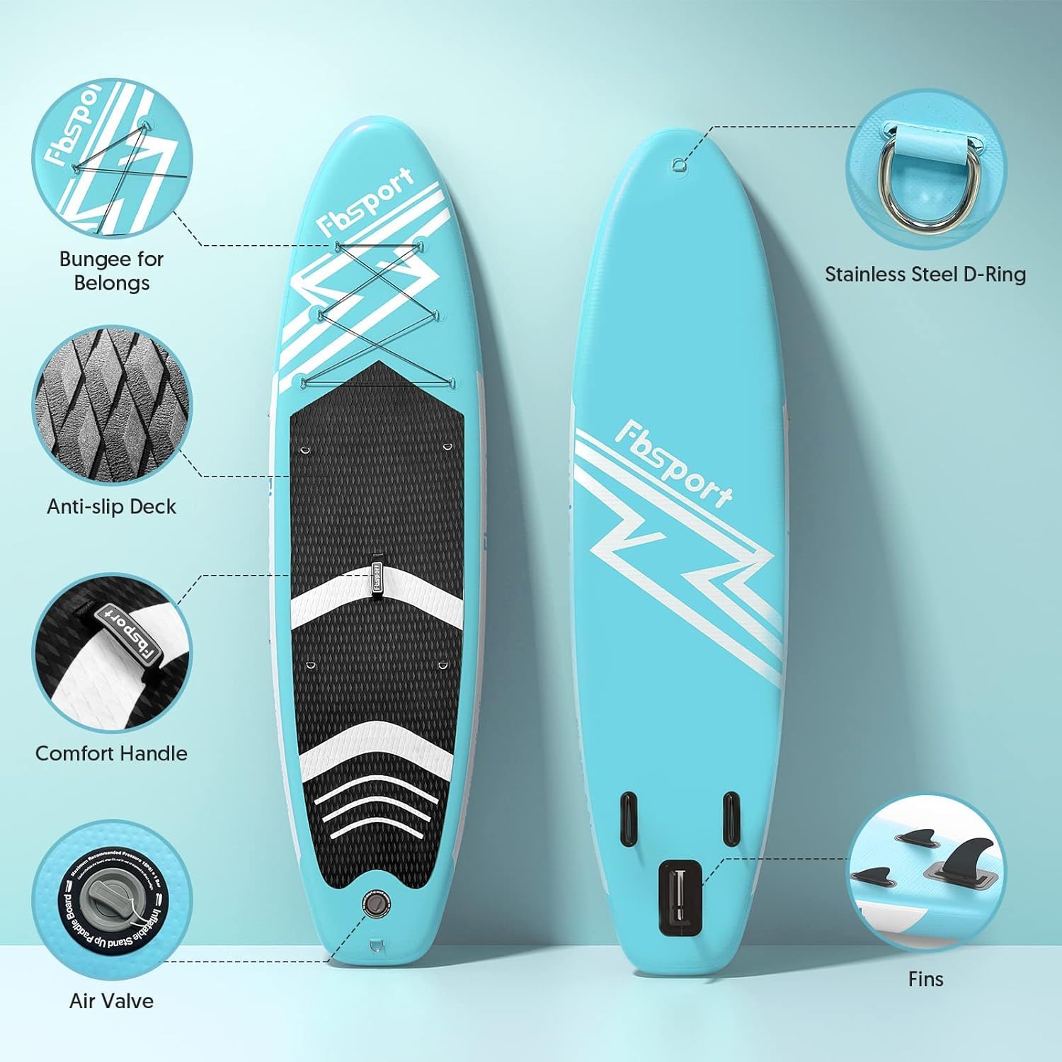 Premium-Stand-Up-Paddle-Board, Yoga-Board mit strapazierfähigem SUP-Zubehör und Tragetasche | Breiter Stand, Surf-Kontrolle, rutschfestes Deck, Leine, Paddel und Pumpe für Jugendliche und Erwachsene
