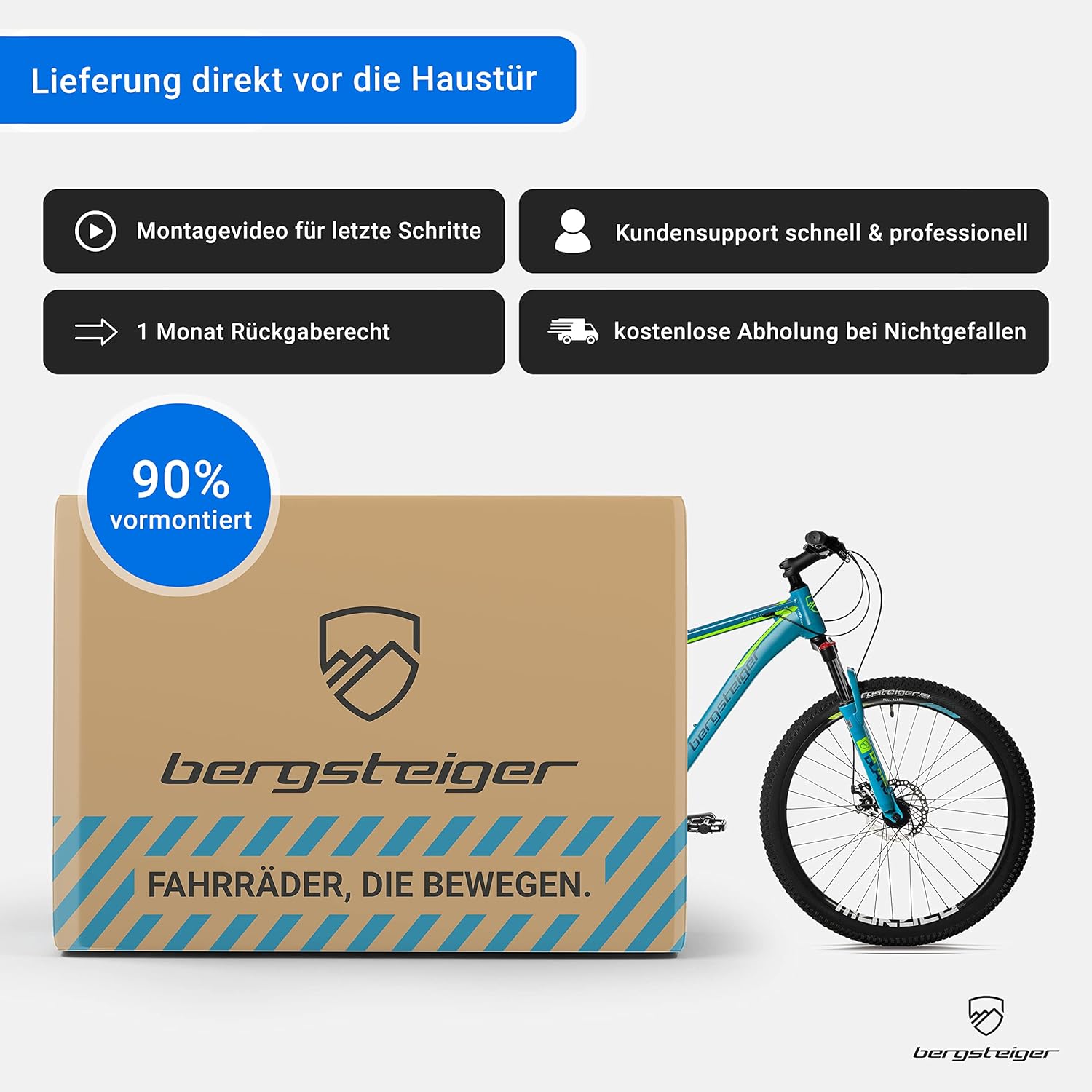 Bergsteiger Makalu 26 Zoll Mountainbike Aluminium, geeignet ab 150 cm, Scheibenbremse, Shimano 21 Gang-Schaltung, Hardtail, Jungen-Fahrrad & Herren-Fahrrad