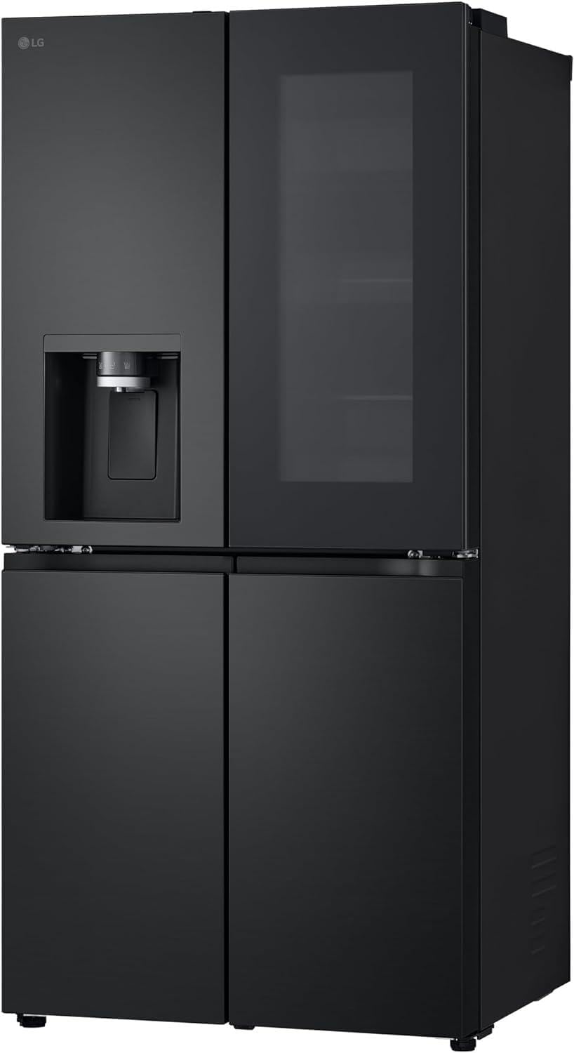 LG GMG861EPAE InstaView SLIM Multi-Door, Klasse E, 508 L, Kühlschrank mit Gefrierfach, Eis-, Crushed Ice- Wasserspender mit UVnano, Total NoFrost, Smart Inverter Kompressor, Wi-Fi, Farbe Matte Black