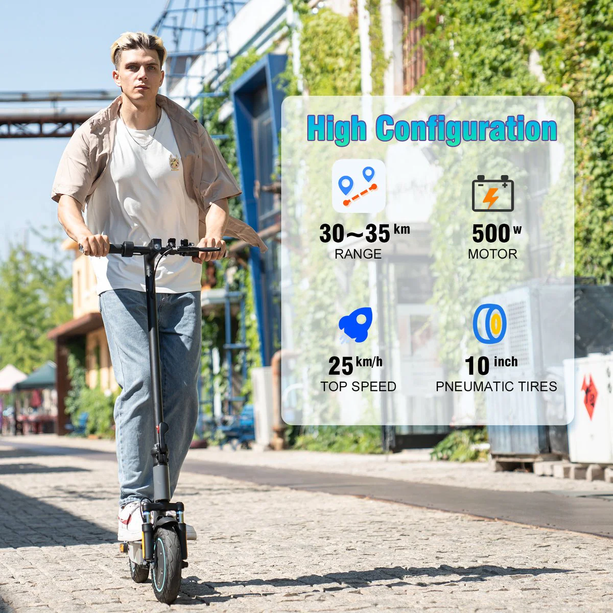 RCB EV10K Pro ABE E-Scooter mit 400W Motor, 35 km Reichweite, 10-Zoll-Honeycomb-Reifen und IP54 Schutz