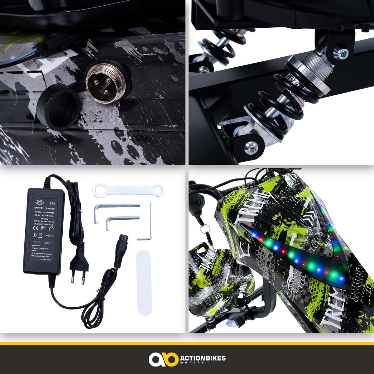 Actionbikes Motors Kinder Elektro Driftscooter | 𝟐𝟓𝟎 Watt Motor - Drift Cart 360°- 3 Geschwindigkeitsstufen - LED-Beleuchtung - Sitz verstellbar - Bluetooth - Drift Kart - Drift Auto (Space Purple)