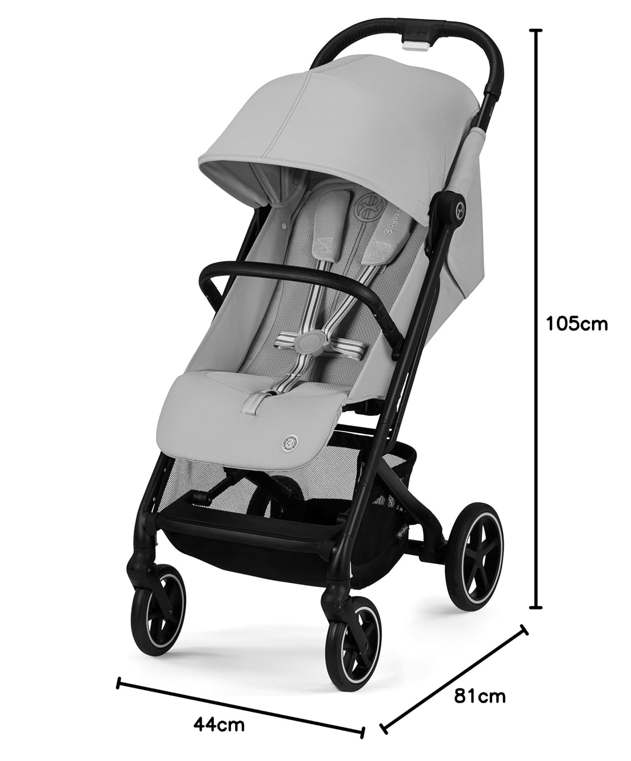 Cybex Gold Kinderwagen Beezy mit One-Pull Harness, Ab Geburt bis ca. 4 Jahre (max. 22 kg), Kompakt und ergonomisch, Magic Black (Schwarz mit schwarzem Rahmen)