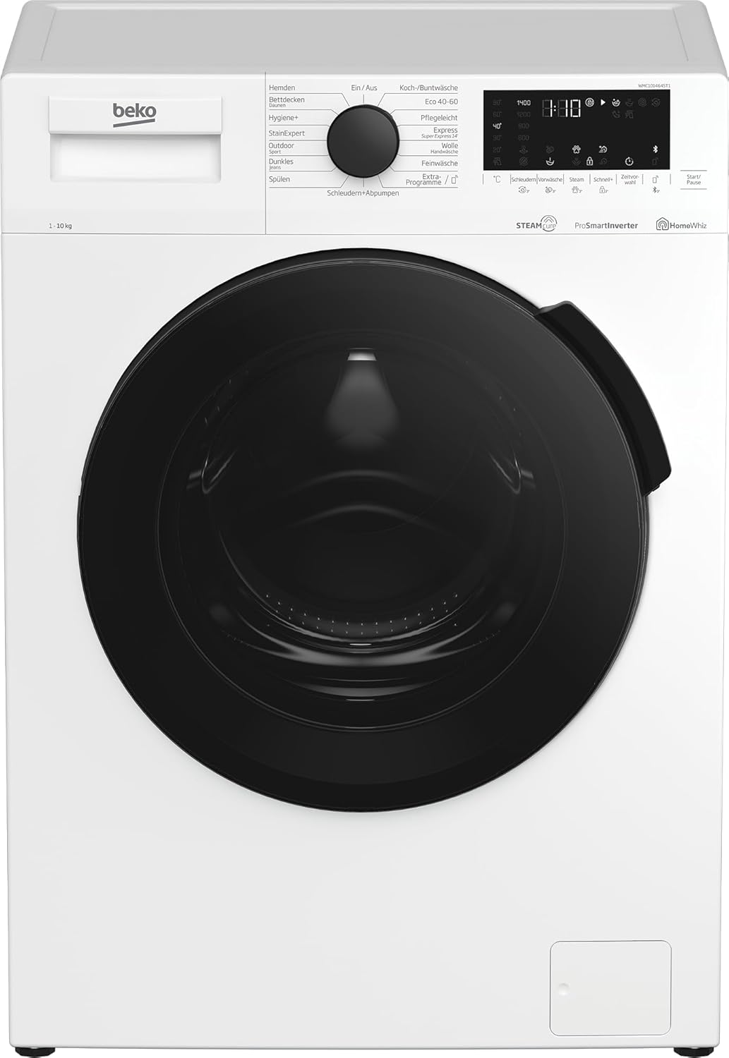Beko WMC91464ST1 b300 Waschvollautomat, Waschmaschine, 9 kg, Bluetooth, ProSmart Inverter Motor, Dampffunktion, Pet Hair Removal, Watersafe+, Weiß