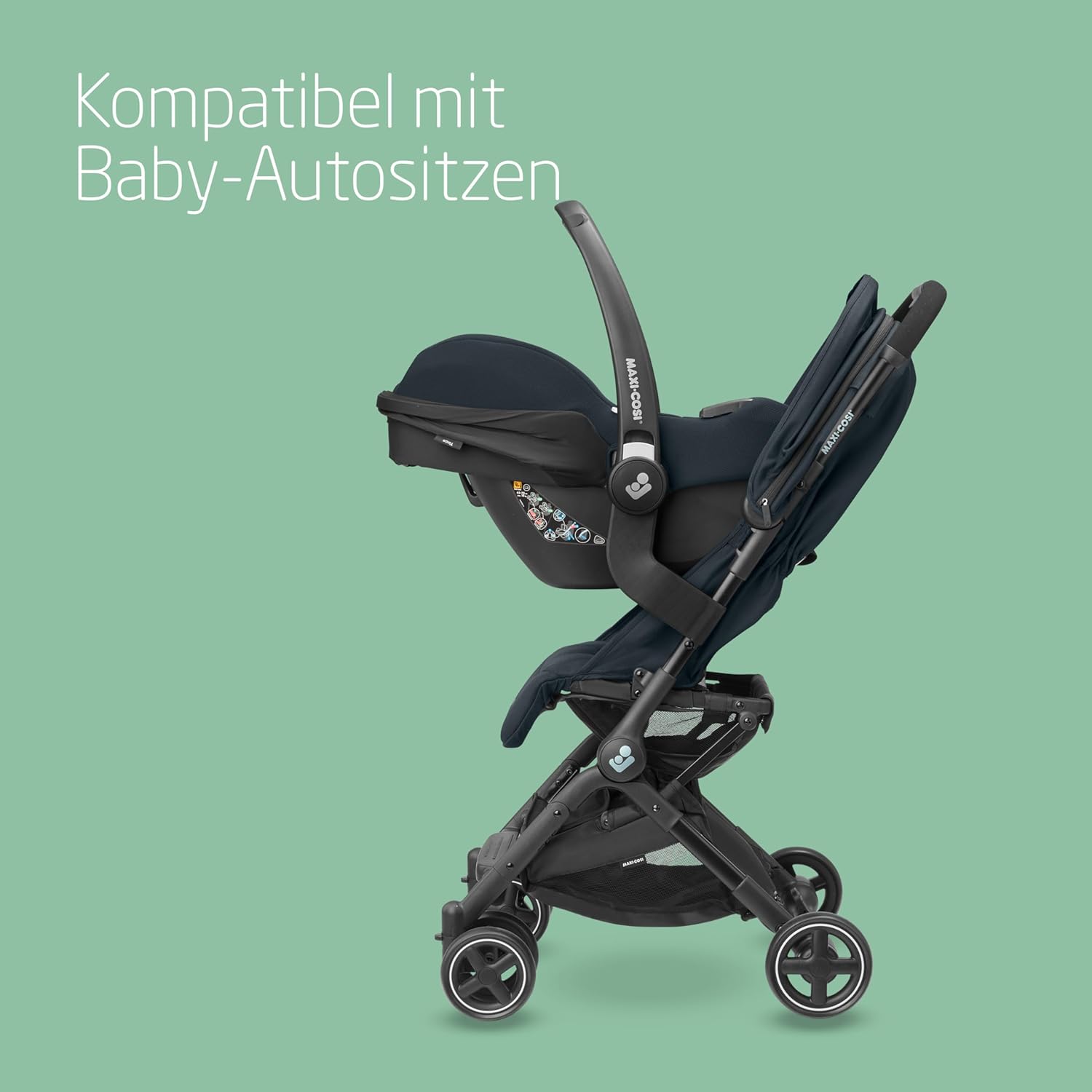 Maxi-Cosi Lara2 Baby Kinderwagen, 0–4 Jahre, 0–22 kg, federleichter, kompakter Buggy, 3 Liegepositionen, flache Liegeposition, klein zusammenklappbar, Schultergurt, Essential Graphite