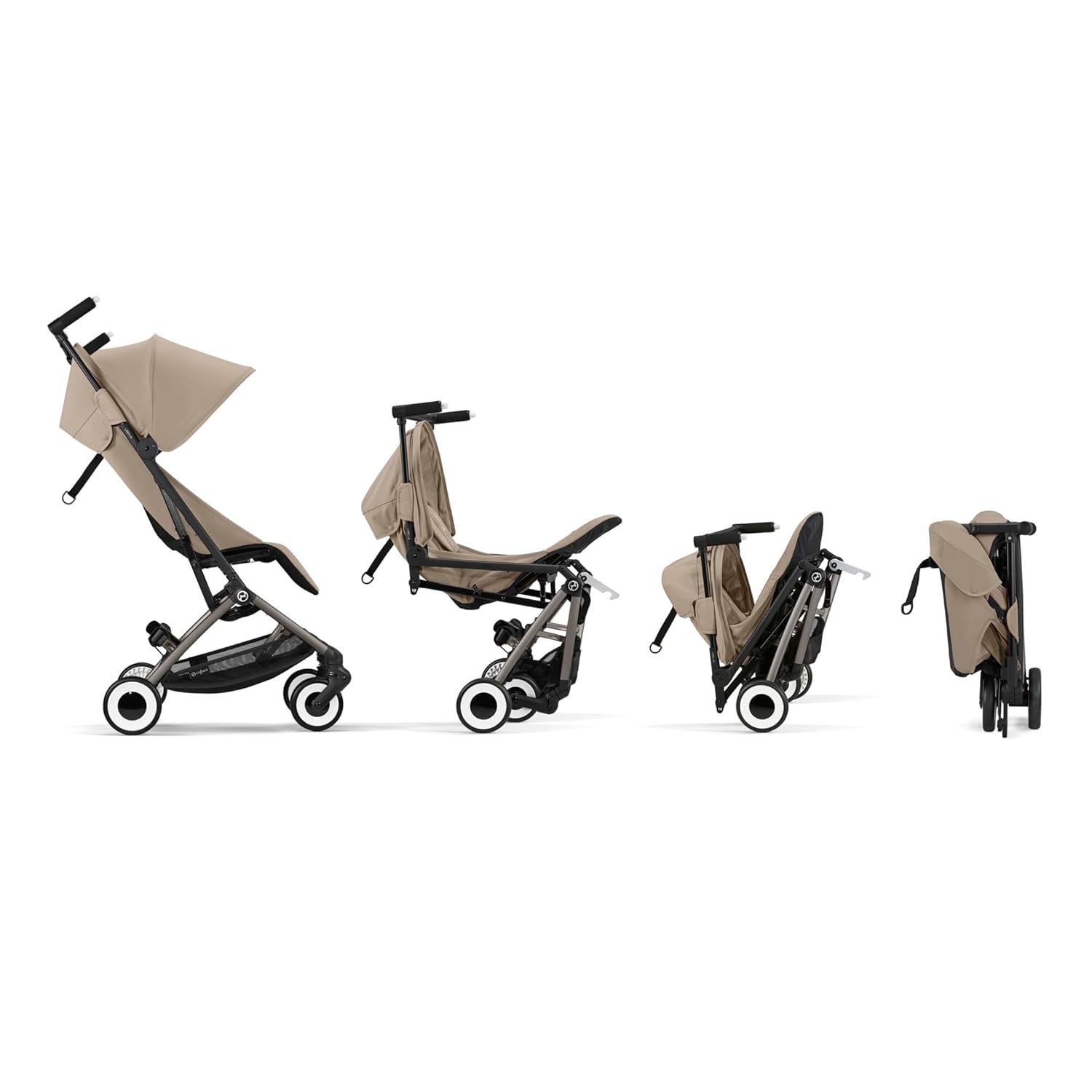 CYBEX Gold Kinderwagen Libelle mit One-Pull Harness, Von ca. 6 Monaten bis ca. 4 Jahre (max. 22 kg), Ultraleicht (nur 6 kg), Almond Beige (Beige mit taupefarbenem Rahmen)
