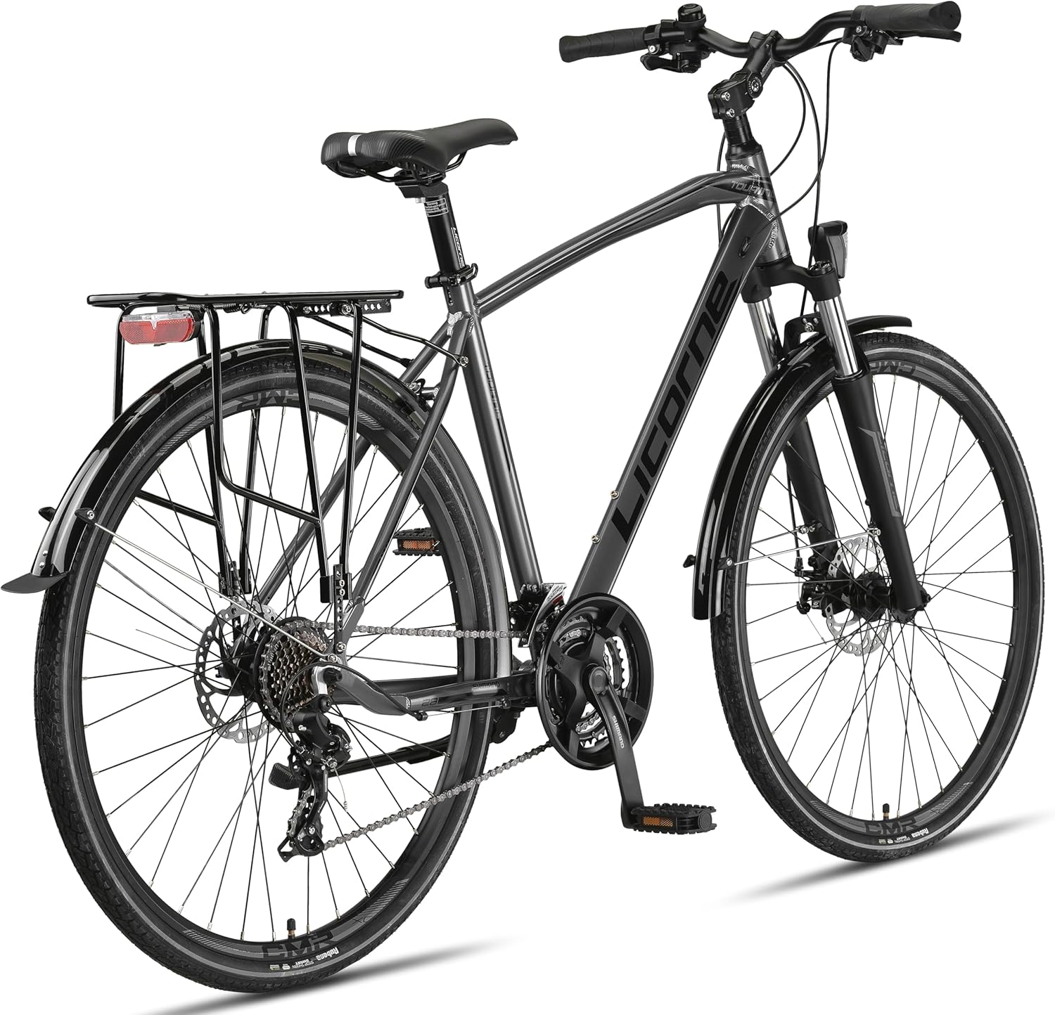 Licorne Bike Premium Touring Trekking Bike in 28 Zoll Aluminium Scheibenbremse Fahrrad für Jungen, Mädchen, Damen und Herren - 21 Gang-Schaltung - Mountainbike - Crossbike