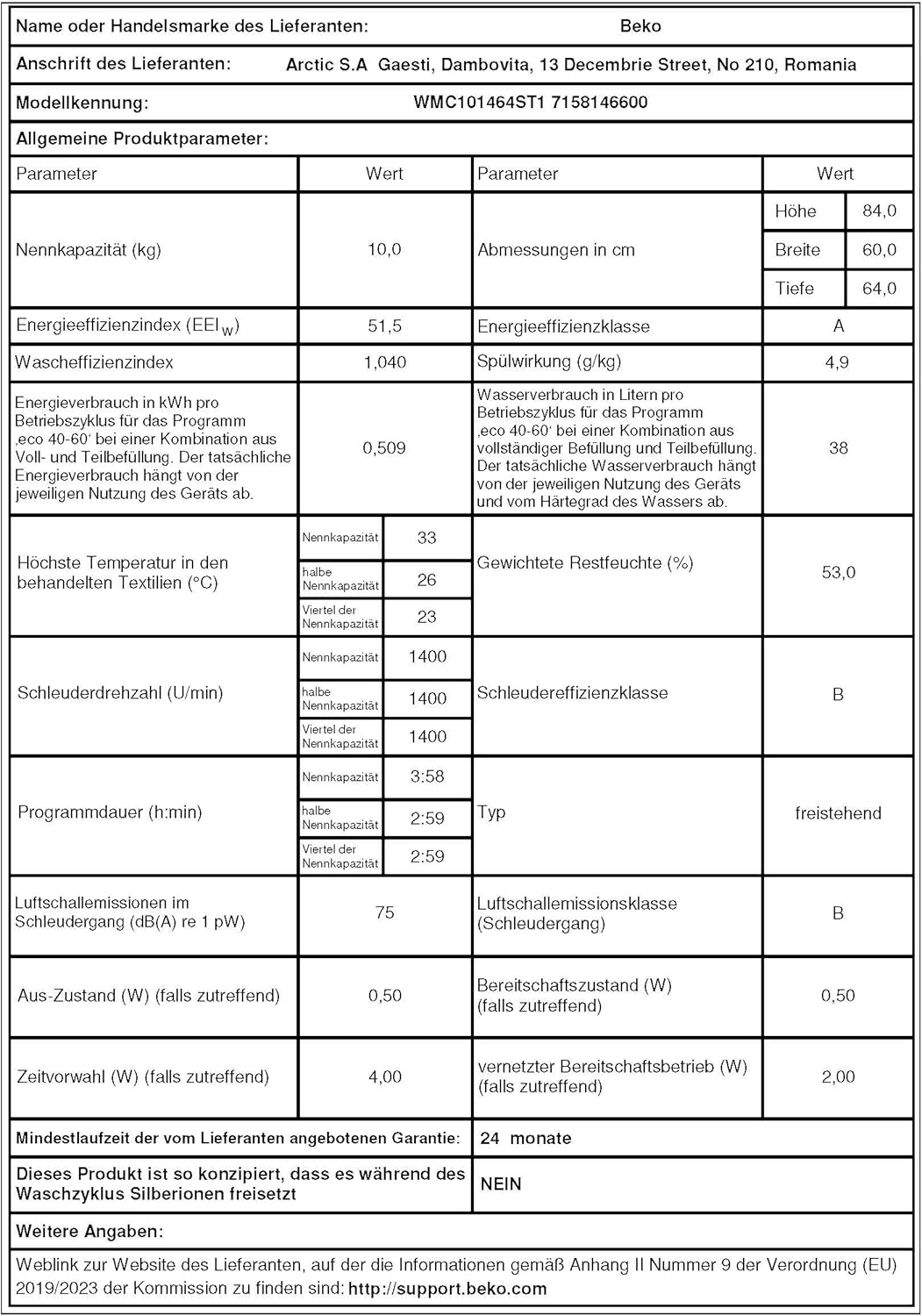 Beko WMC91464ST1 b300 Waschvollautomat, Waschmaschine, 9 kg, Bluetooth, ProSmart Inverter Motor, Dampffunktion, Pet Hair Removal, Watersafe+, Weiß