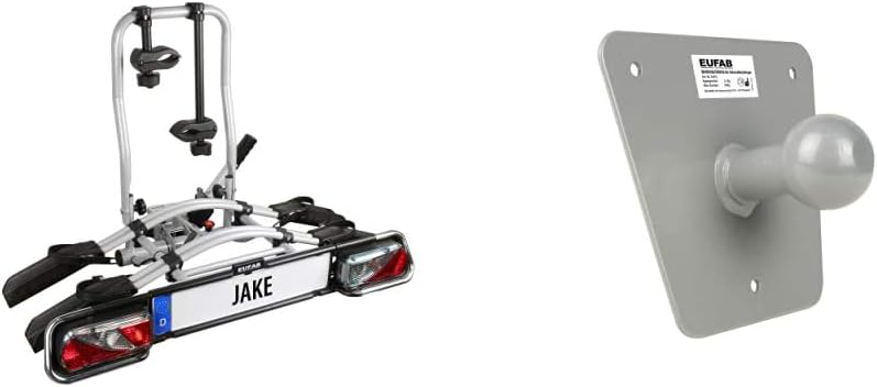 EUFAB 12010LAS Fahrradträger POKER-F, E-Bike geeignet, komplett vormontiert, Diebstahlschutz, für 2 Fahrräder, für Anhängerkupplung, Schwarz, 142 x 70 x 58 cm