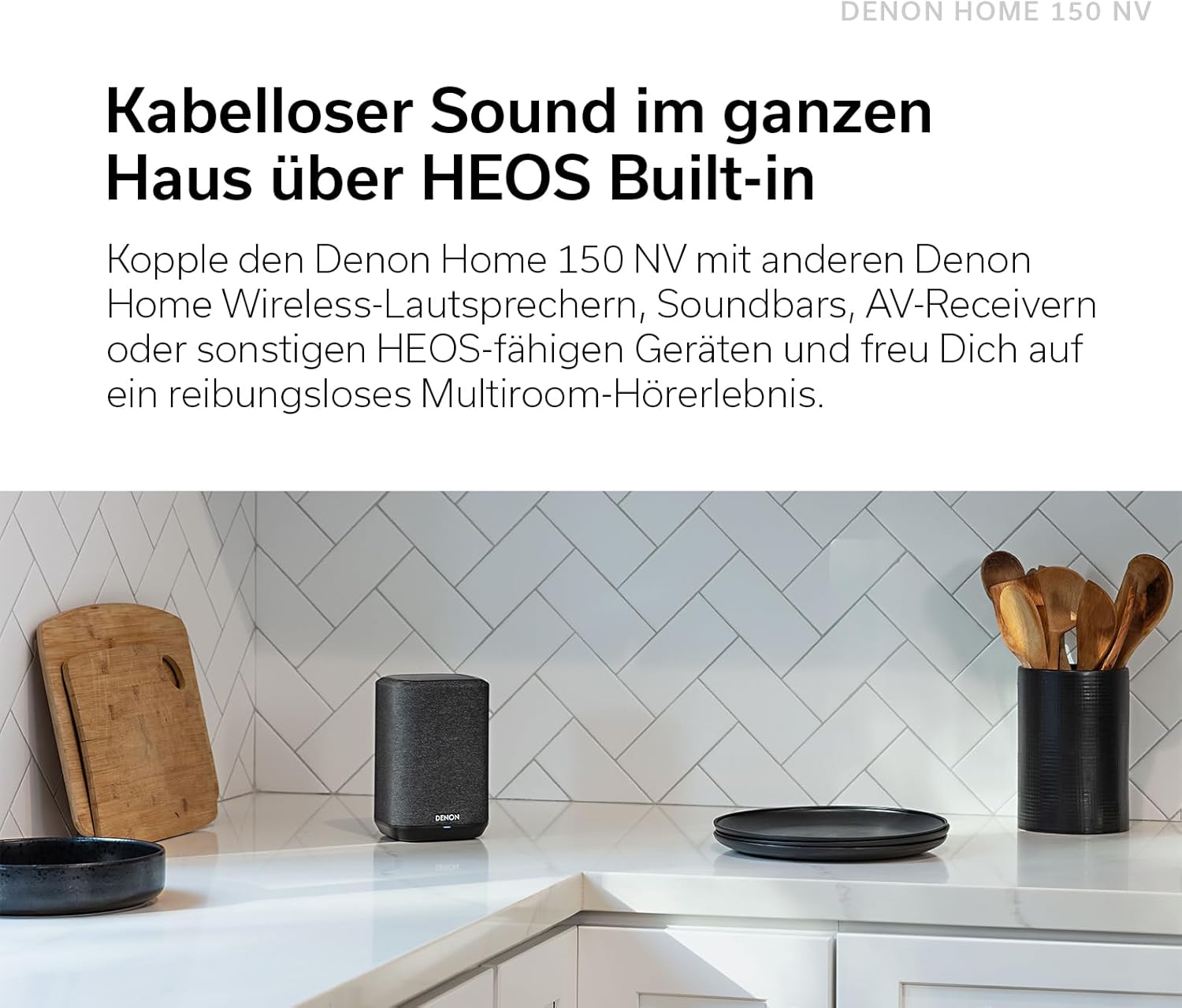 Denon Home 150 Multiroom-Lautsprecher, HiFi Lautsprecher mit HEOS Built-in, Alexa integriert, WLAN, Bluetooth, USB, AirPlay 2, Hi-Res Audio, schwarz
