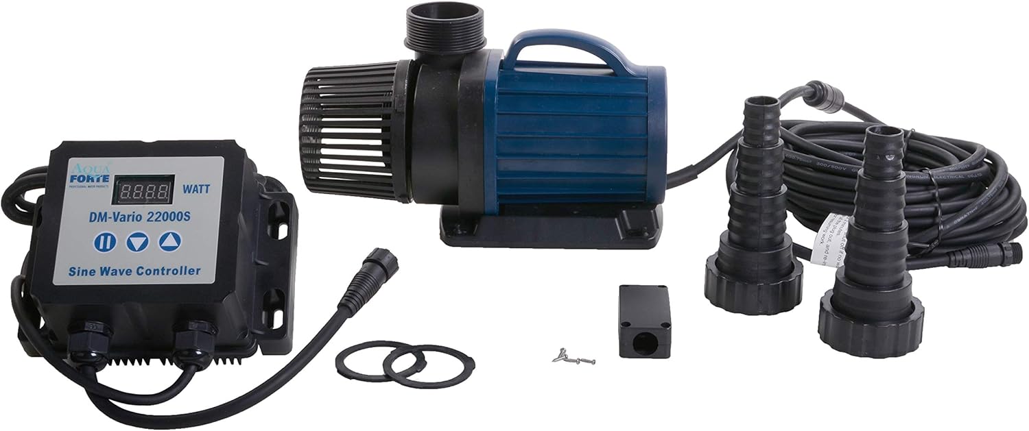 AquaForte Filter-/Teichpumpe DM-22.000 Vario S, 70-200W, Förderhöhe 7,5m, regelbar mit externem Controller. Ideal als Teichpumpe oder als Bachlauf- /Wasserfallpumpe.