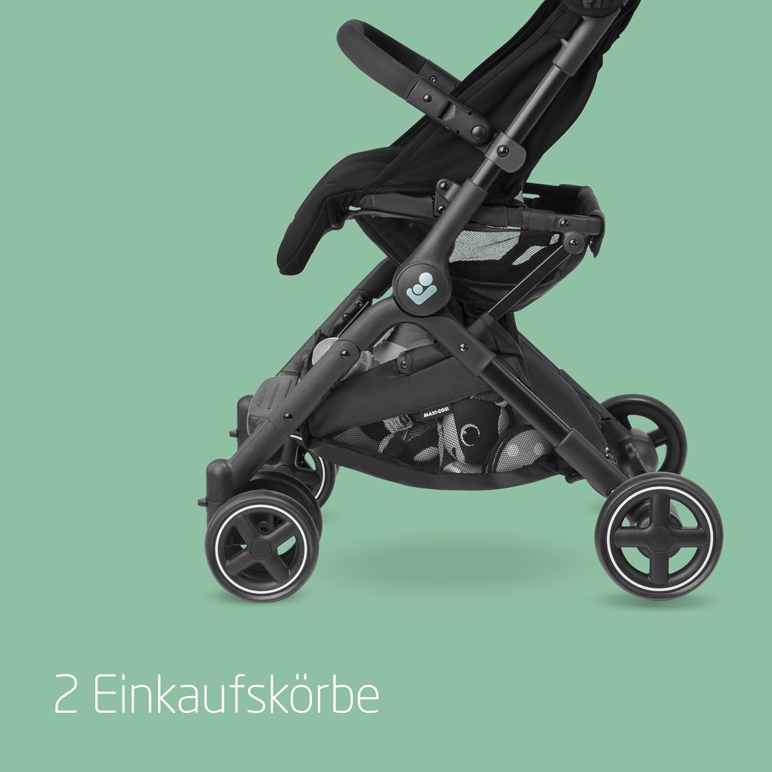 Maxi-Cosi Lara2 Baby Kinderwagen, 0–4 Jahre, 0–22 kg, federleichter, kompakter Buggy, 3 Liegepositionen, flache Liegeposition, klein zusammenklappbar, Schultergurt, Essential Graphite