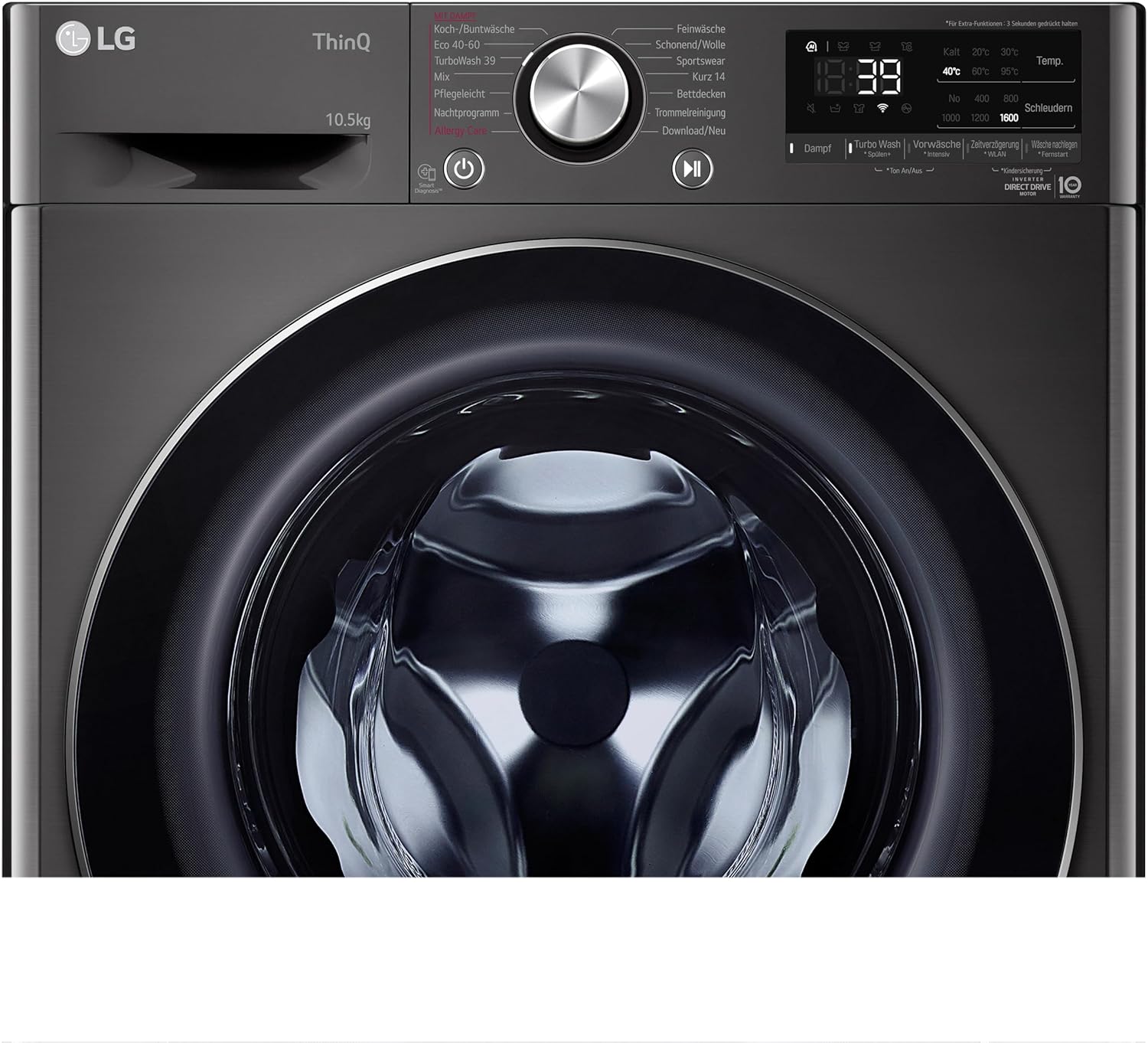 LG F4WV7080, Klasse A, Frontlader-Waschmaschine 8 kg, 1400 U/Min, AI Direct Drive, Wi-Fi, Tiefenreinigung mit Dampf, Groe Kapazitt, TRIPLE A, Auentür aus Sicherheitsglas, 62 x 60 x 85 cm Wei