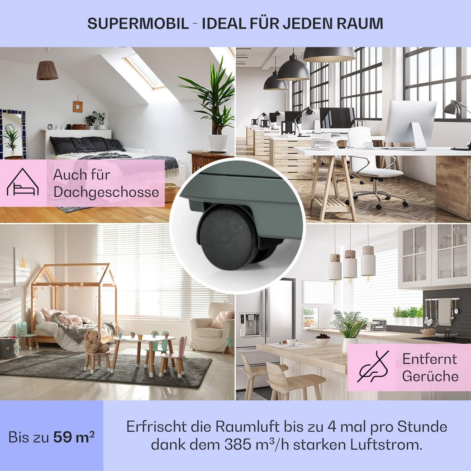 Klarstein Mobile Klimaanlage mit Abluftschlauch, 5-in-1 Klimagerät, Ventilator, Luftentfeuchter, Luftreiniger & Nachtmodus, App-Steuerung, Kleine & Portable, für Wohnung & Büro, 12000 BTU