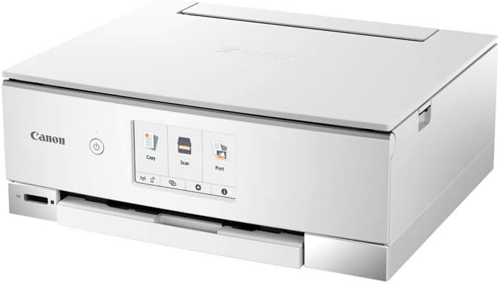 Canon PIXMA TS8351a Drucker Farbtintenstrahl Multifunktionsgerät DIN A4 (Scanner, Kopierer, 4.800 x 1.200 dpi, 6 separate Tinten, USB, WLAN, AirPrint, Duplexdruck, 2 Papierzuführungen, 5 GHz), weiß