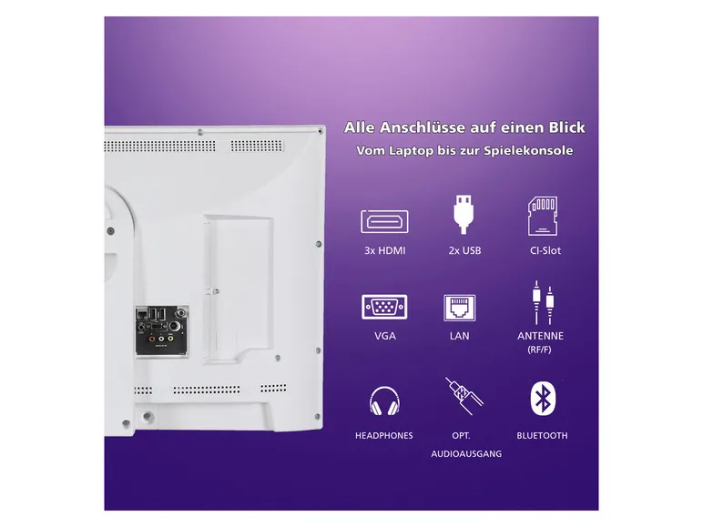 Tragbarer Fernseher »LT-32VHP256W« Camping Smart TV HD 32 Zoll mit Akku Strombetrieb