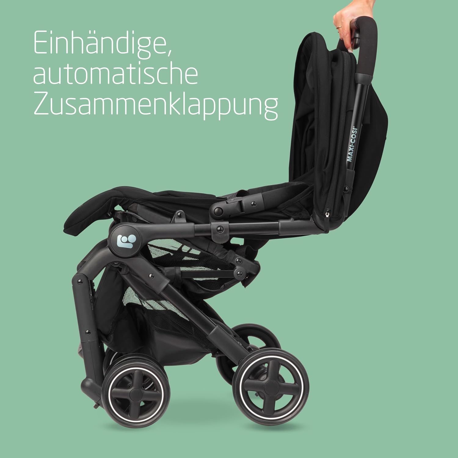 Maxi-Cosi Lara2 Baby Kinderwagen, 0–4 Jahre, 0–22 kg, federleichter, kompakter Buggy, 3 Liegepositionen, flache Liegeposition, klein zusammenklappbar, Schultergurt, Essential Graphite