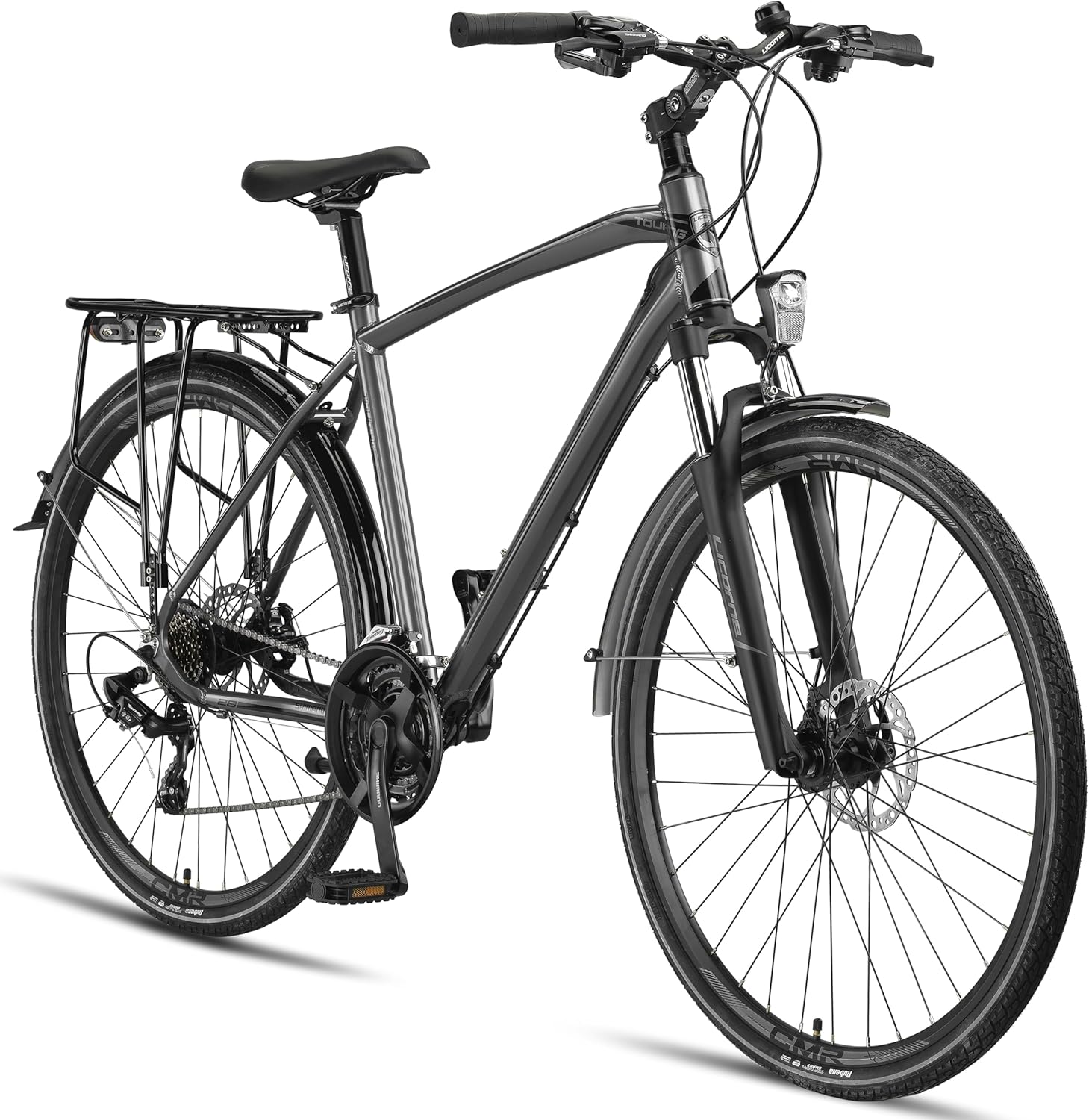 Licorne Bike Premium Touring Trekking Bike in 28 Zoll Aluminium Scheibenbremse Fahrrad für Jungen, Mädchen, Damen und Herren - 21 Gang-Schaltung - Mountainbike - Crossbike