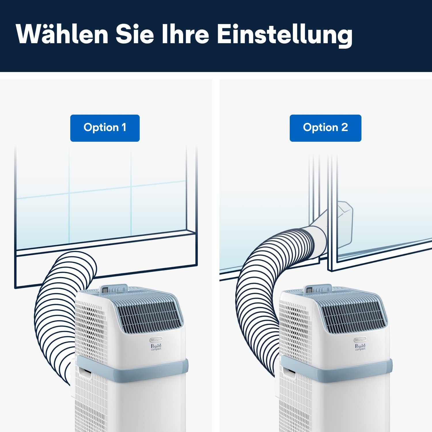 De'Longhi Pinguino PAC EM82, Mobile Klimaanlage für Räume bis zu 80 m³, 9.400 BTU, 2,4 kW, 63 dB, Entfeuchtungsfunktion, Energieklasse A, 24h-Timer, Weiß