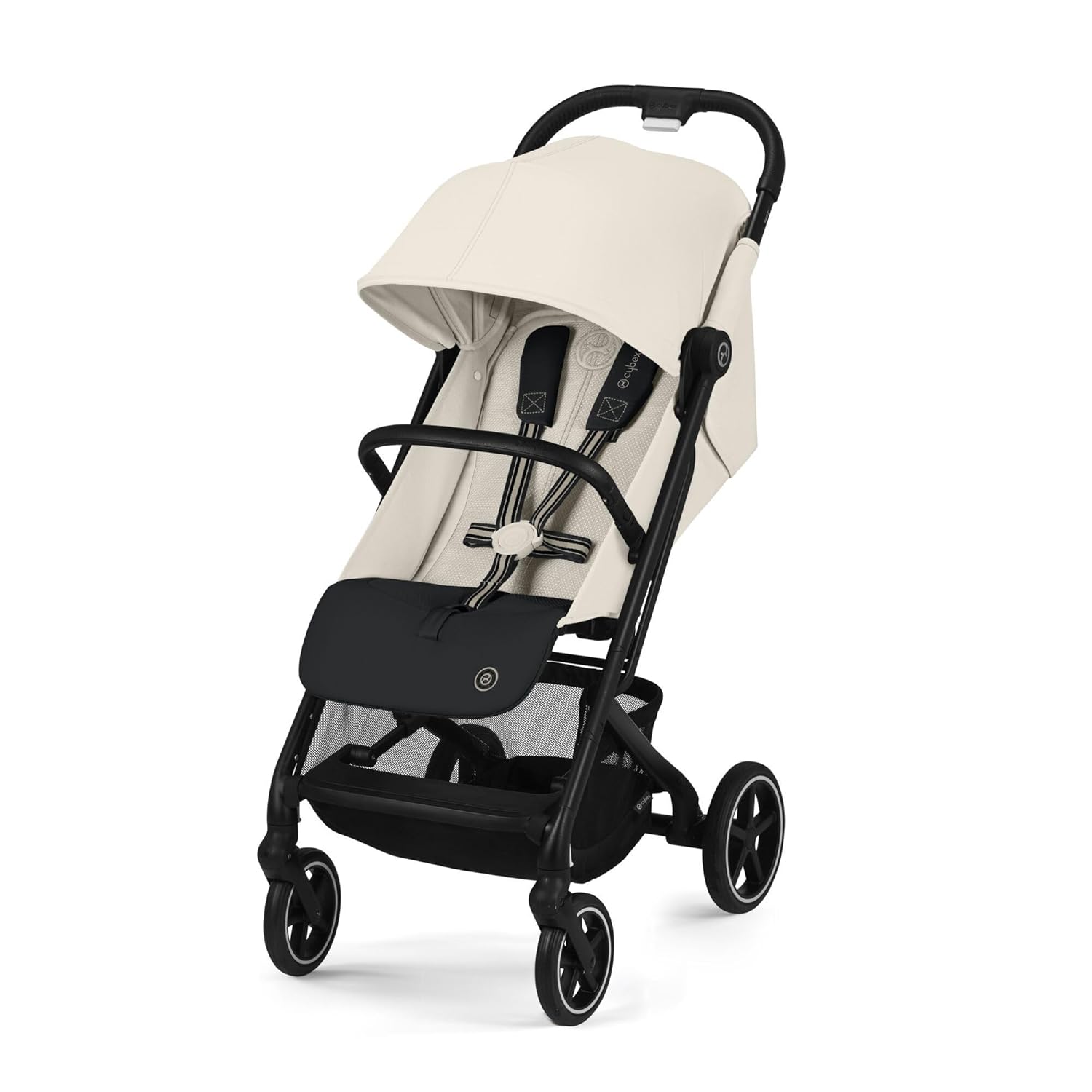 Cybex Gold Kinderwagen Beezy mit One-Pull Harness, Ab Geburt bis ca. 4 Jahre (max. 22 kg), Kompakt und ergonomisch, Magic Black (Schwarz mit schwarzem Rahmen)