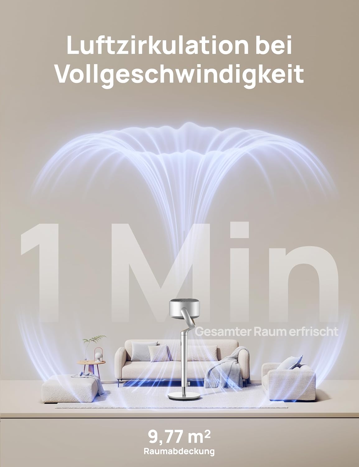 Dreo Smart Standventilator mit RGB Light, 120° +120° Oszillierender Ventilator mit Fernbedienung, 20dB Leiser Bodenventilator für Schlafzimmer, 8H Timer, Silber