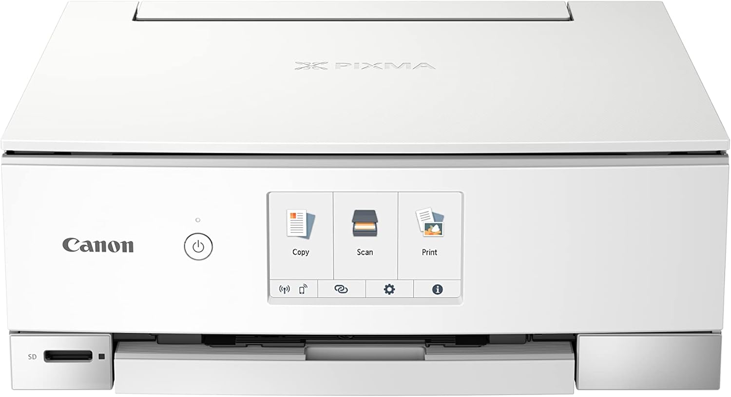 Canon PIXMA TS8351a Drucker Farbtintenstrahl Multifunktionsgerät DIN A4 (Scanner, Kopierer, 4.800 x 1.200 dpi, 6 separate Tinten, USB, WLAN, AirPrint, Duplexdruck, 2 Papierzuführungen, 5 GHz), weiß