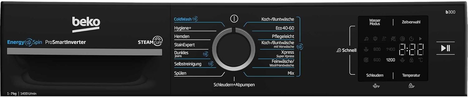 Beko WMC91464ST1 b300 Waschvollautomat, Waschmaschine, 9 kg, Bluetooth, ProSmart Inverter Motor, Dampffunktion, Pet Hair Removal, Watersafe+, Weiß