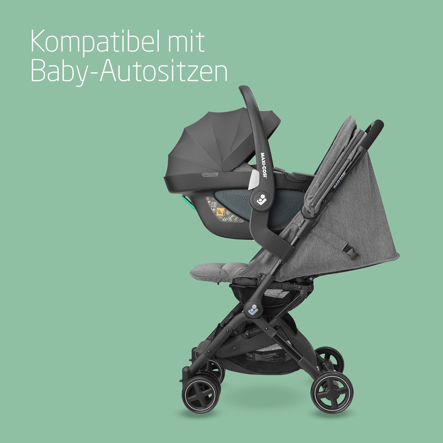 Maxi-Cosi Lara2 Baby Kinderwagen, 0–4 Jahre, 0–22 kg, federleichter, kompakter Buggy, 3 Liegepositionen, flache Liegeposition, klein zusammenklappbar, Schultergurt, Essential Graphite