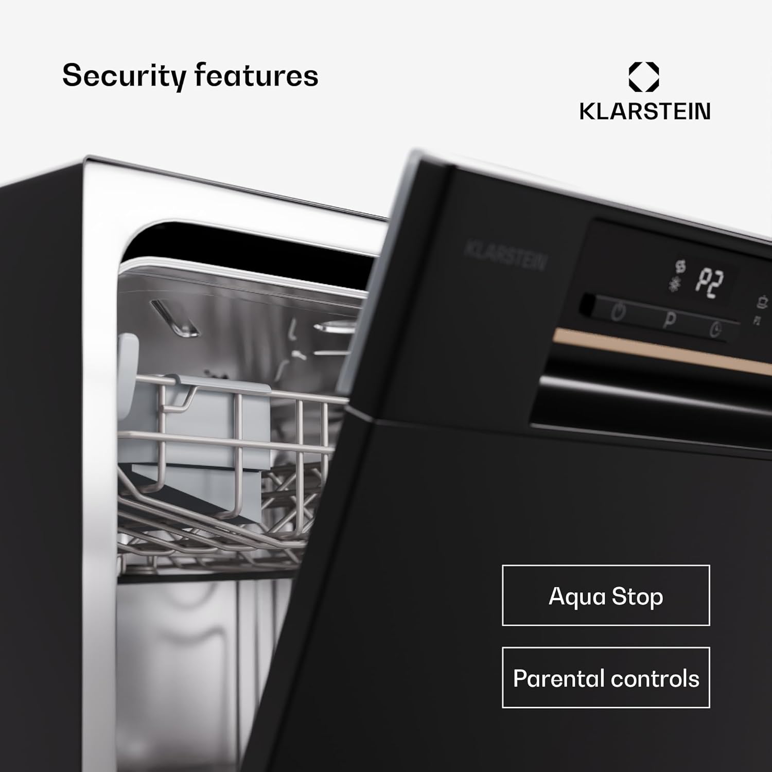 Klarstein ia 8 - Spülmaschine, Geschirrspüler, Freistehend, Teilintegriert, F, 55 cm breit, 8 Maßgedecke, 6 Programme, Aquastop, silber