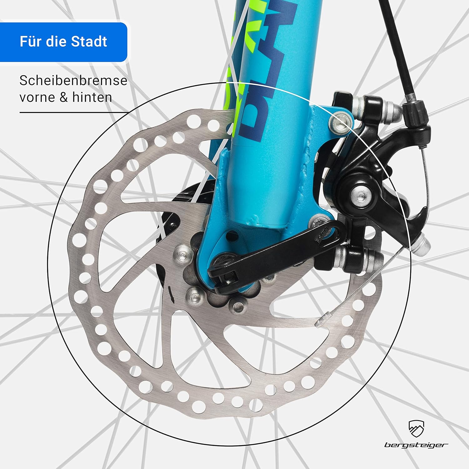 Bergsteiger Makalu 26 Zoll Mountainbike Aluminium, geeignet ab 150 cm, Scheibenbremse, Shimano 21 Gang-Schaltung, Hardtail, Jungen-Fahrrad & Herren-Fahrrad