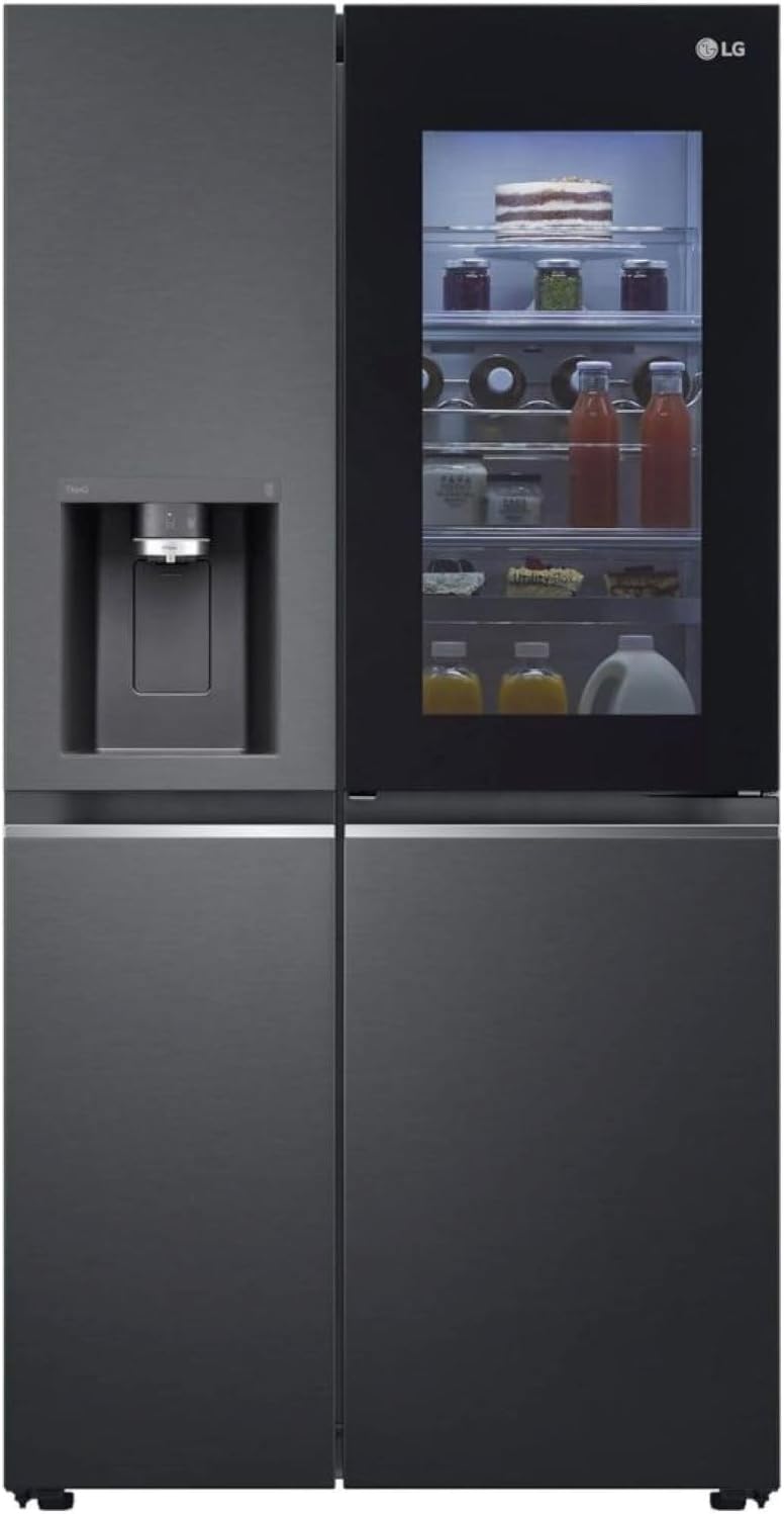 LG GSGV81PYLL Side by Side Kühlschrank, Klasse E, 635 L, Instaview, Kühlschrank mit Gefrierfach, Eis-, Crushed Ice- Wasserspender, Total NoFrost, Smart Inverter Kompressor, Wi-Fi