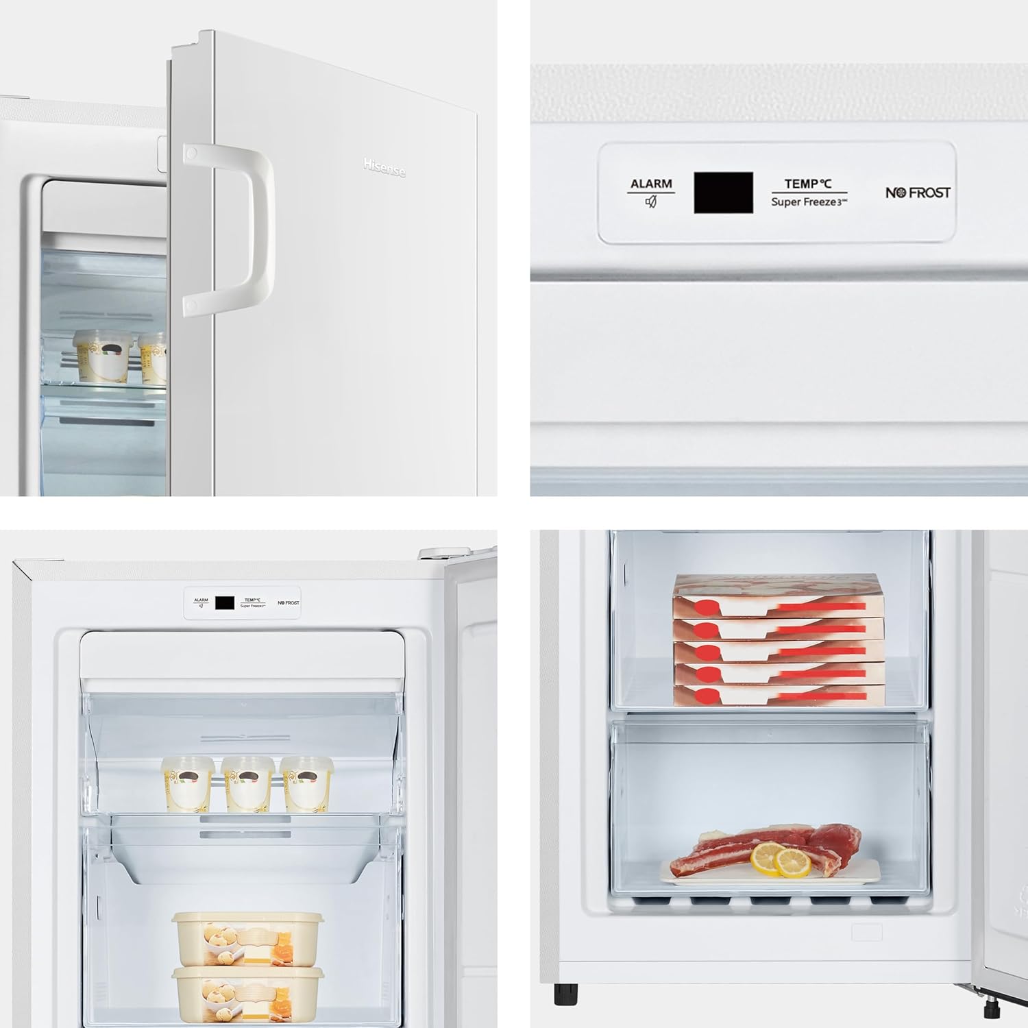 Hisense FV191N4AW2 Gefrierschrank/ TotalNoFrost/ SuperFreeze/ Türalarm/ Multiflow 360°/ BigBox/ 143,4 cm/ Gefrierteil 147 l/ 41 dB/ 205 kWh/Wei