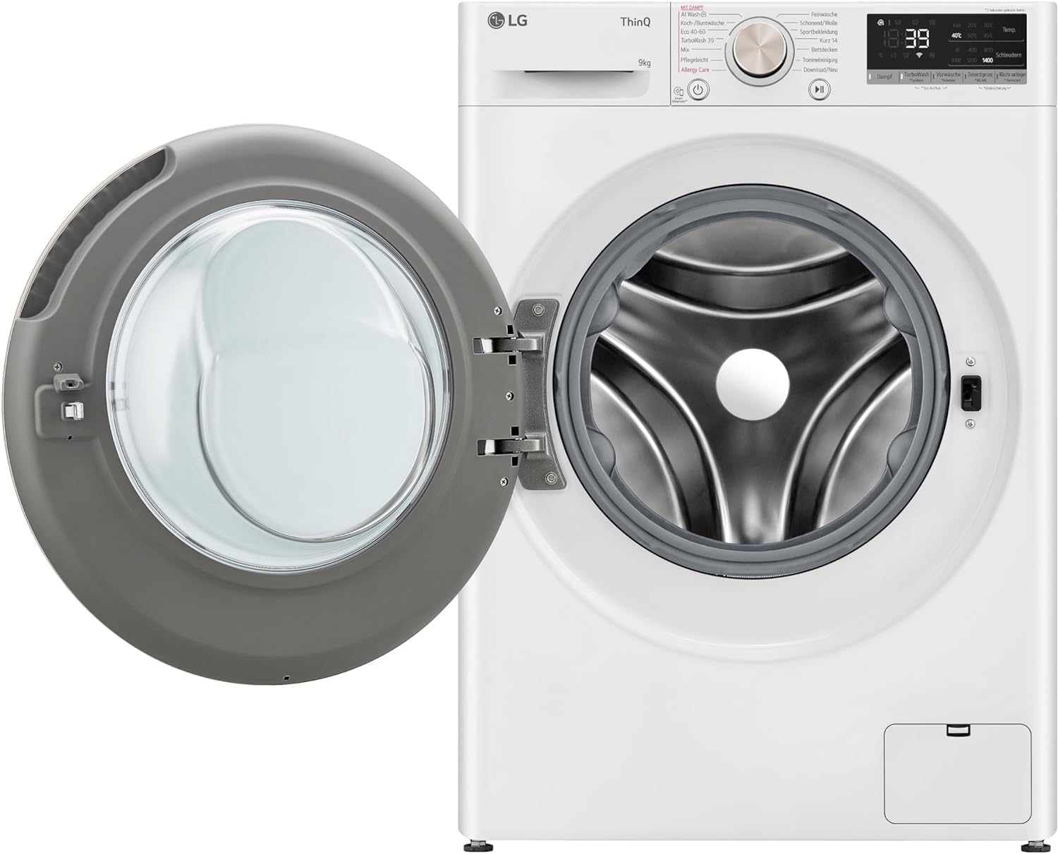 LG F4WV7080, Klasse A, Frontlader-Waschmaschine 8 kg, 1400 U/Min, AI Direct Drive, Wi-Fi, Tiefenreinigung mit Dampf, Groe Kapazitt, TRIPLE A, Auentür aus Sicherheitsglas, 62 x 60 x 85 cm Wei