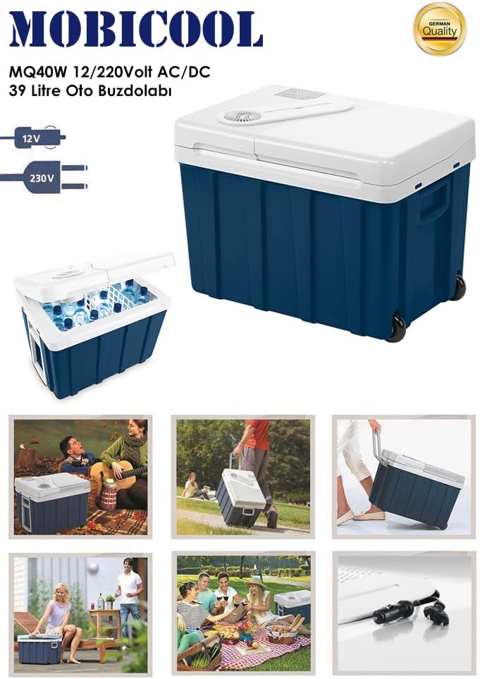 MOBICOOL MQ40W Kühlbox mit Rollen | Elektrisch | 39 L | 12V, 230V | für Auto, Boot, Reisemobil und Steckdose