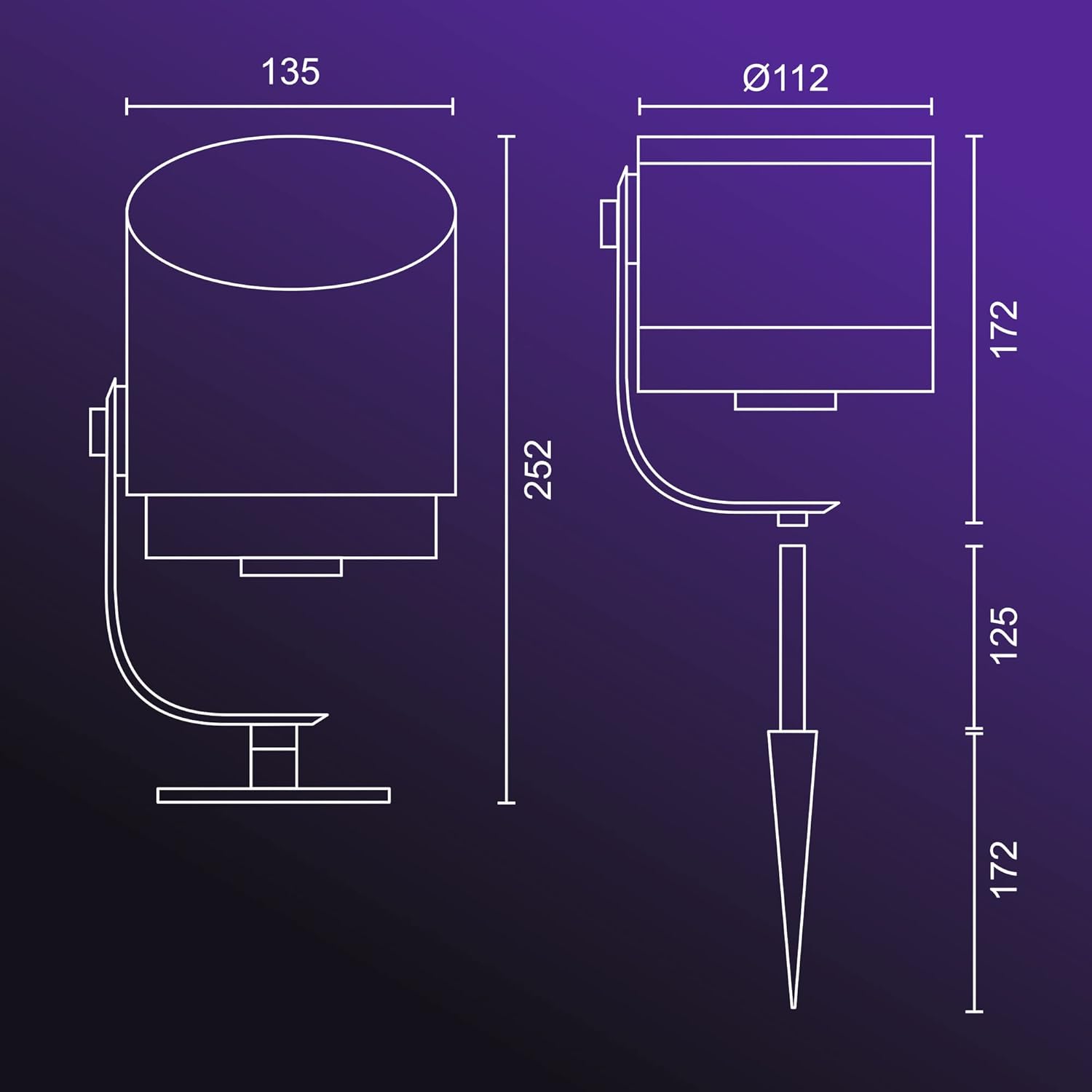 Philips Hue White & Color Ambiance Lily Gartenspot [nur Erweiterung], erfordert Hue Bridge + Base Kit (separat erhältlich), funktioniert mit Alexa, Google Assistant und Apple Homekit