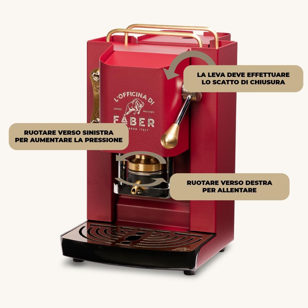 Faber PRO Total Deluxe Kaffeemaschine aus Messing, 44 mm Ese Papier, 1.3 liters, (Weiß)