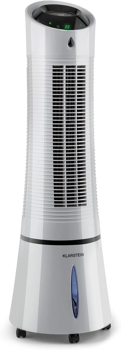 Klarstein 4-in-1: Smart Luftkühler, Ventilator, Luftbefeuchter & Ionisation I 6 L Wassertank, Oszillation, 30 W, 210 m³/h, Timer I Klimagerät ohne Abluftschlauch, Mobiles Klimagerät, Schwarz-Rosegold