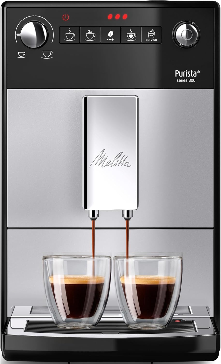 Melitta Purista - Kaffeevollautomat mit Lieblingskaffee-Funktion, Kaffeemaschine mit Mahlwerk und 3-stufig einstellbarer Kaffeestärke, für Kaffee und Espresso, schwarz
