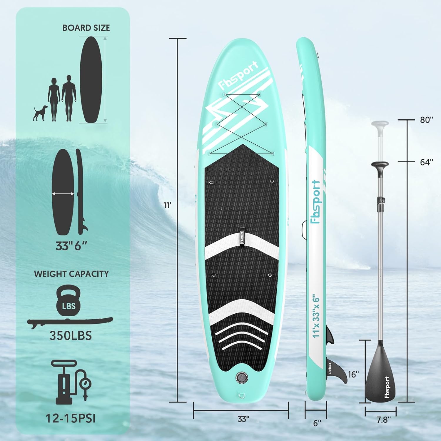 Premium-Stand-Up-Paddle-Board, Yoga-Board mit strapazierfähigem SUP-Zubehör und Tragetasche | Breiter Stand, Surf-Kontrolle, rutschfestes Deck, Leine, Paddel und Pumpe für Jugendliche und Erwachsene