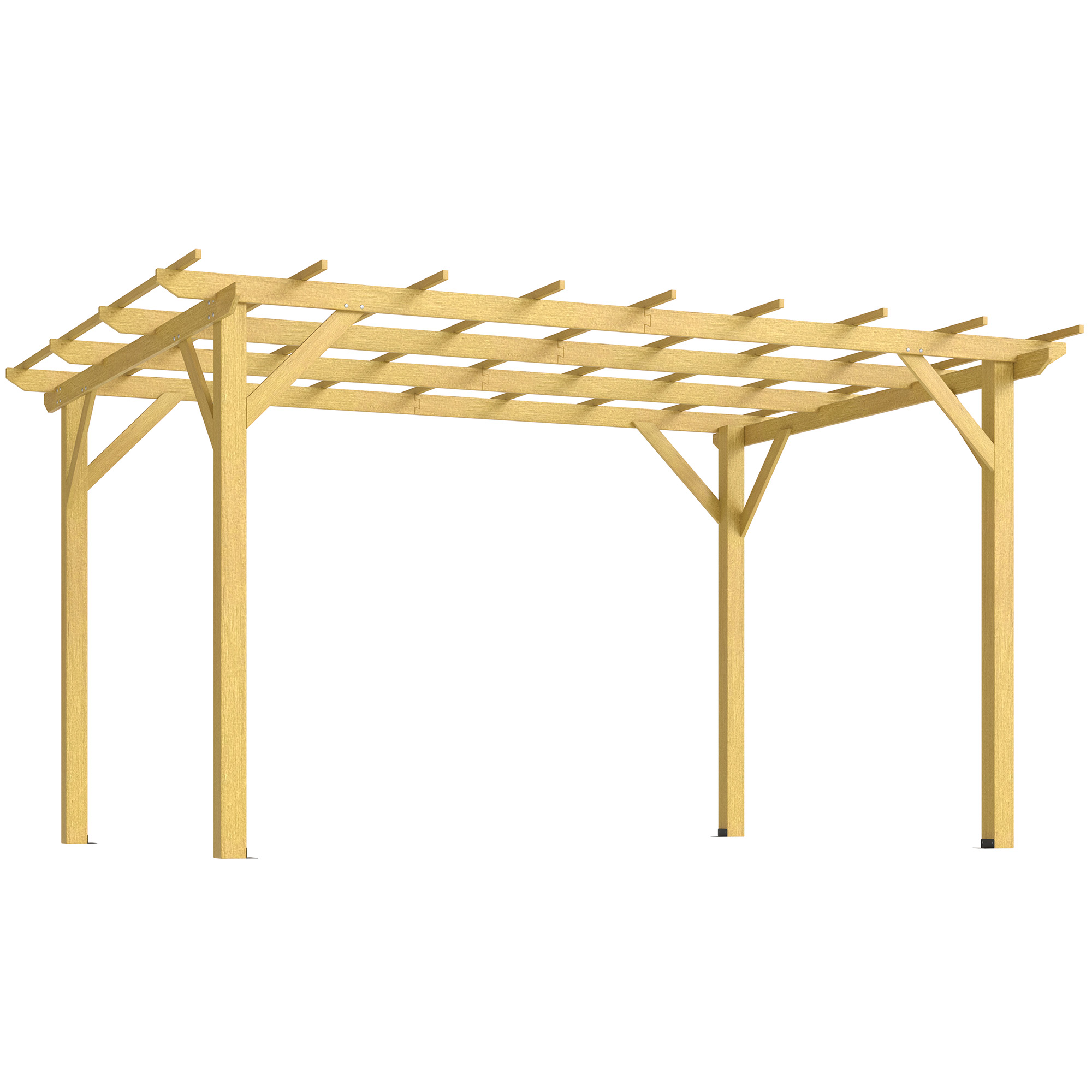 Outsunny Gartenpergola im Freien 3 x 4 m Holzpergola für kletternde Pflanzen, Naturholz
