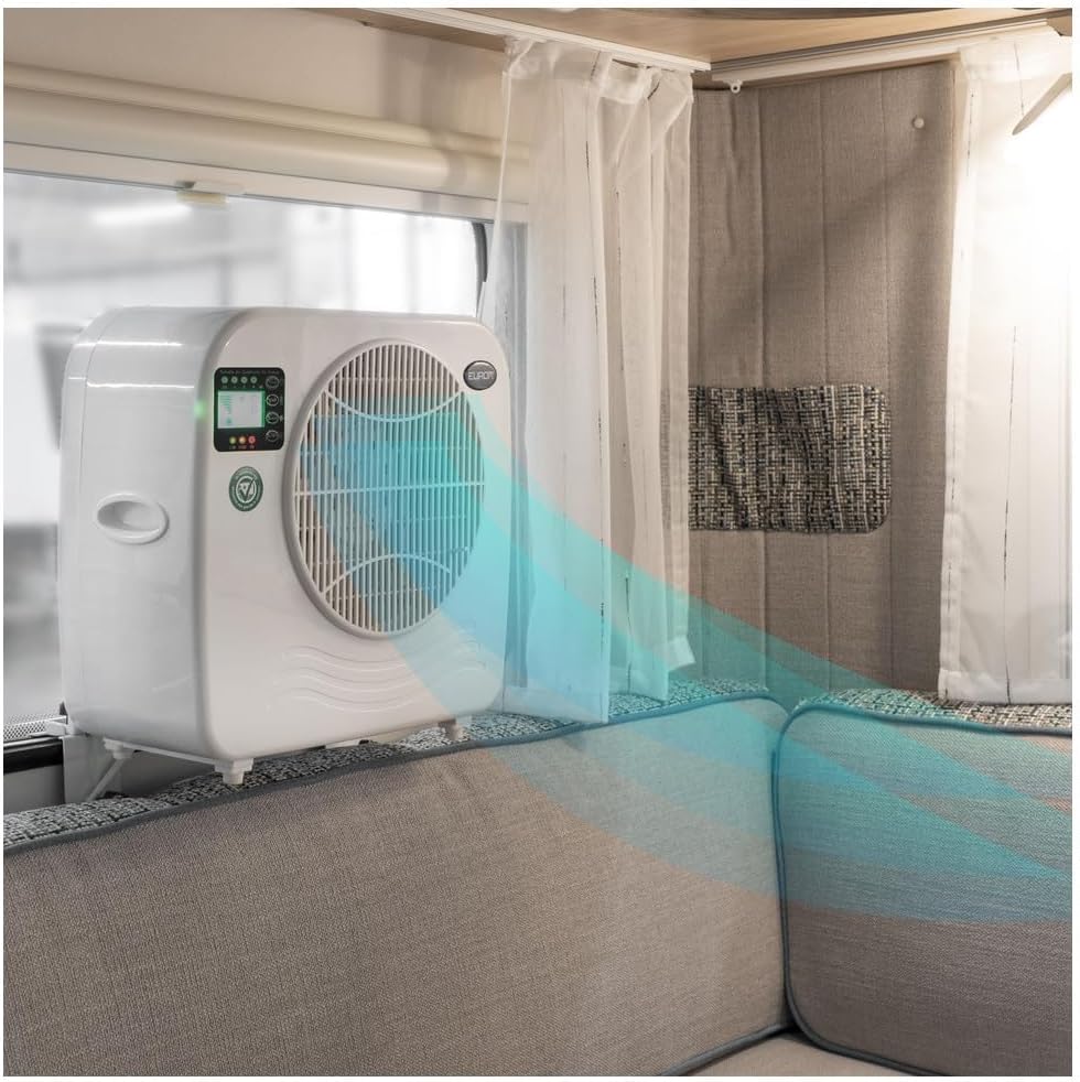 EUROM Split Klimaanlage AC2401 für Wohnwagen, Wohnmobil, Camping, Boot, Bus, Camper, Caravan, Mobilheim | Mobiles Klimagerät mit 2400 BTU | Verbessertes Modell dem legendären Klima AC2400