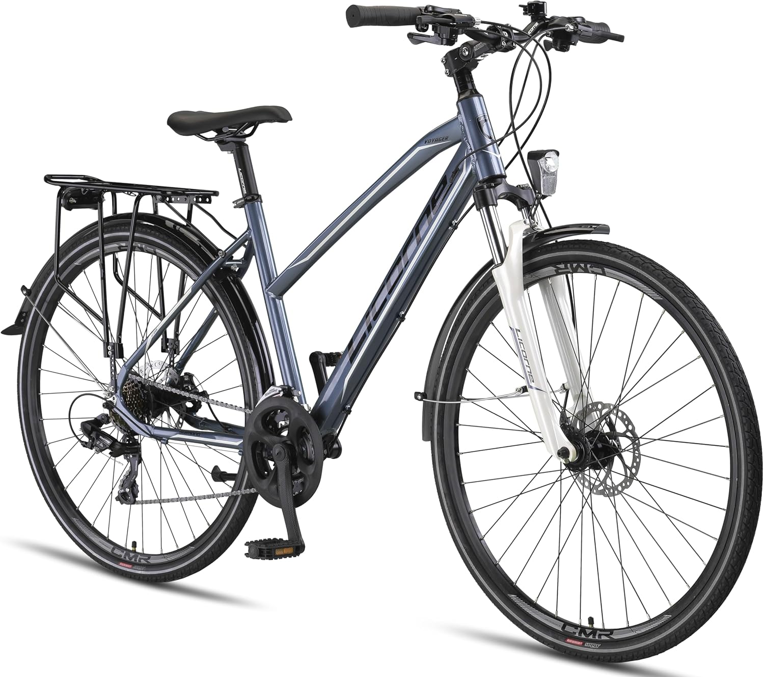 Licorne Bike Premium Touring Trekking Bike in 28 Zoll Aluminium Scheibenbremse Fahrrad für Jungen, Mädchen, Damen und Herren - 21 Gang-Schaltung - Mountainbike - Crossbike
