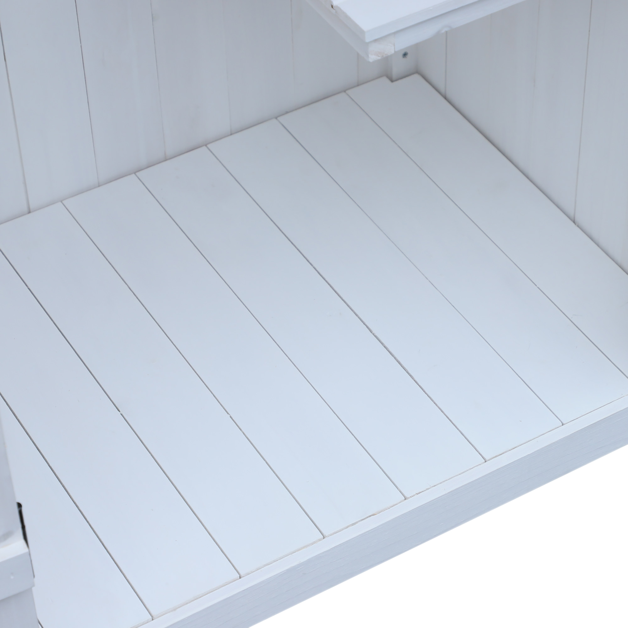 Outsunny Gartenschrank Holz  Gerätehaus Gartenhaus Geräteschuppen Geräteschrank Holzhütte Giebeldach Bitumenpappe Weiß 77,5 x 54,2 x 179,5 cm