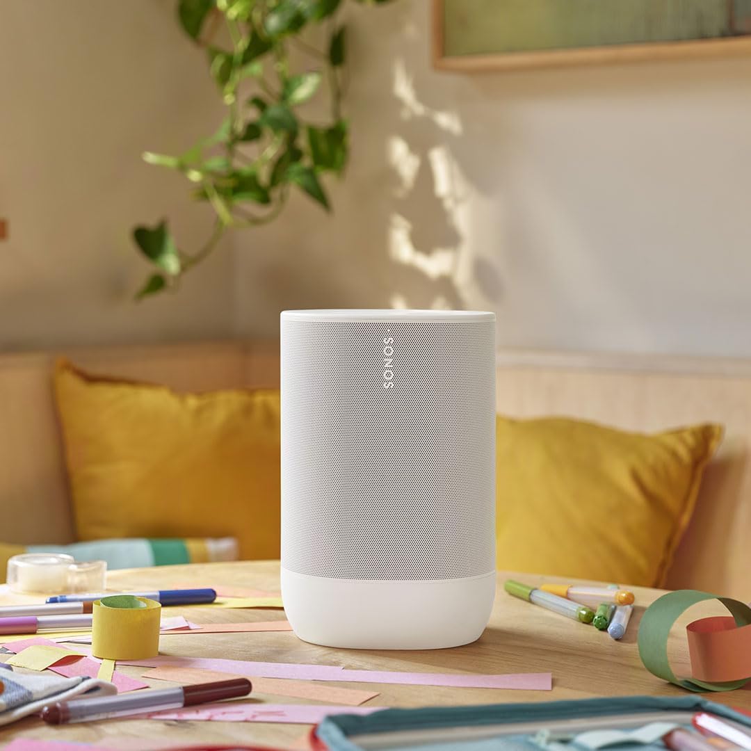 Sonos Move Smart Speaker (Wasserfester WLAN und Bluetooth Lautsprecher mit Alexa Sprachsteuerung, Google Assistant und AirPlay 2 – Kabellose Outdoor Musikbox mit Akku für Musikstreaming) schwarz