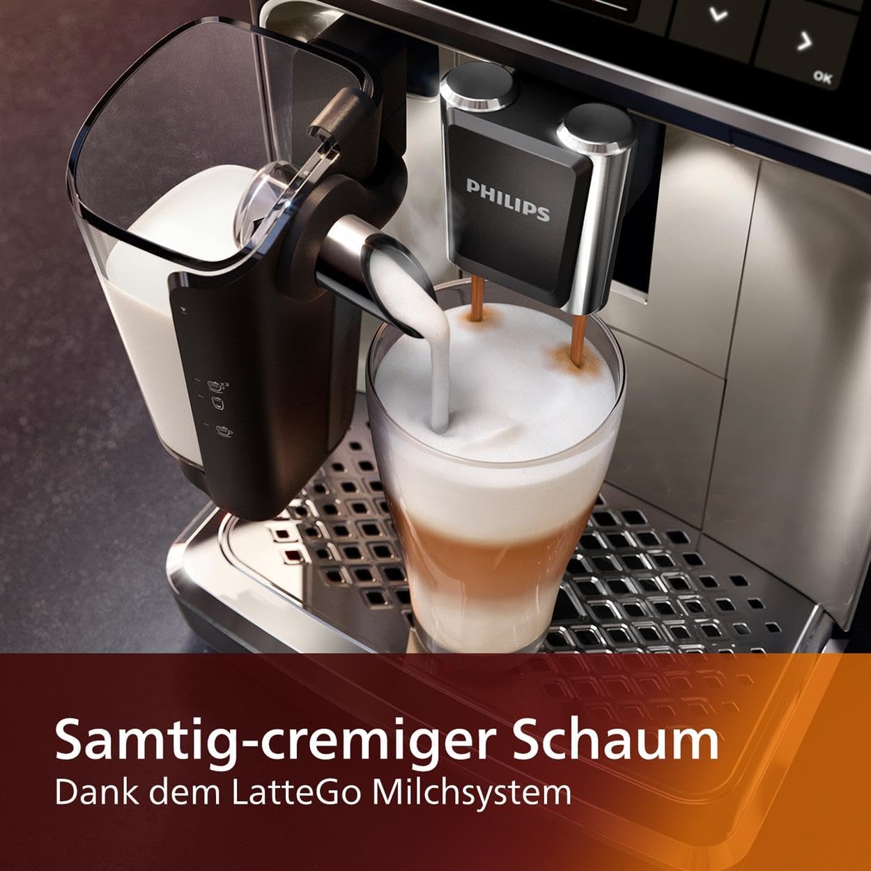 Philips Serie 5400 Kaffeevollautomat - Genießen Sie 12 Getränke, schnell reinigendes LatteGo, intuitives TFT-Display, anpassbare Kaffeeeinstellungen, erstklassiges Küchendesign (EP5441/50)