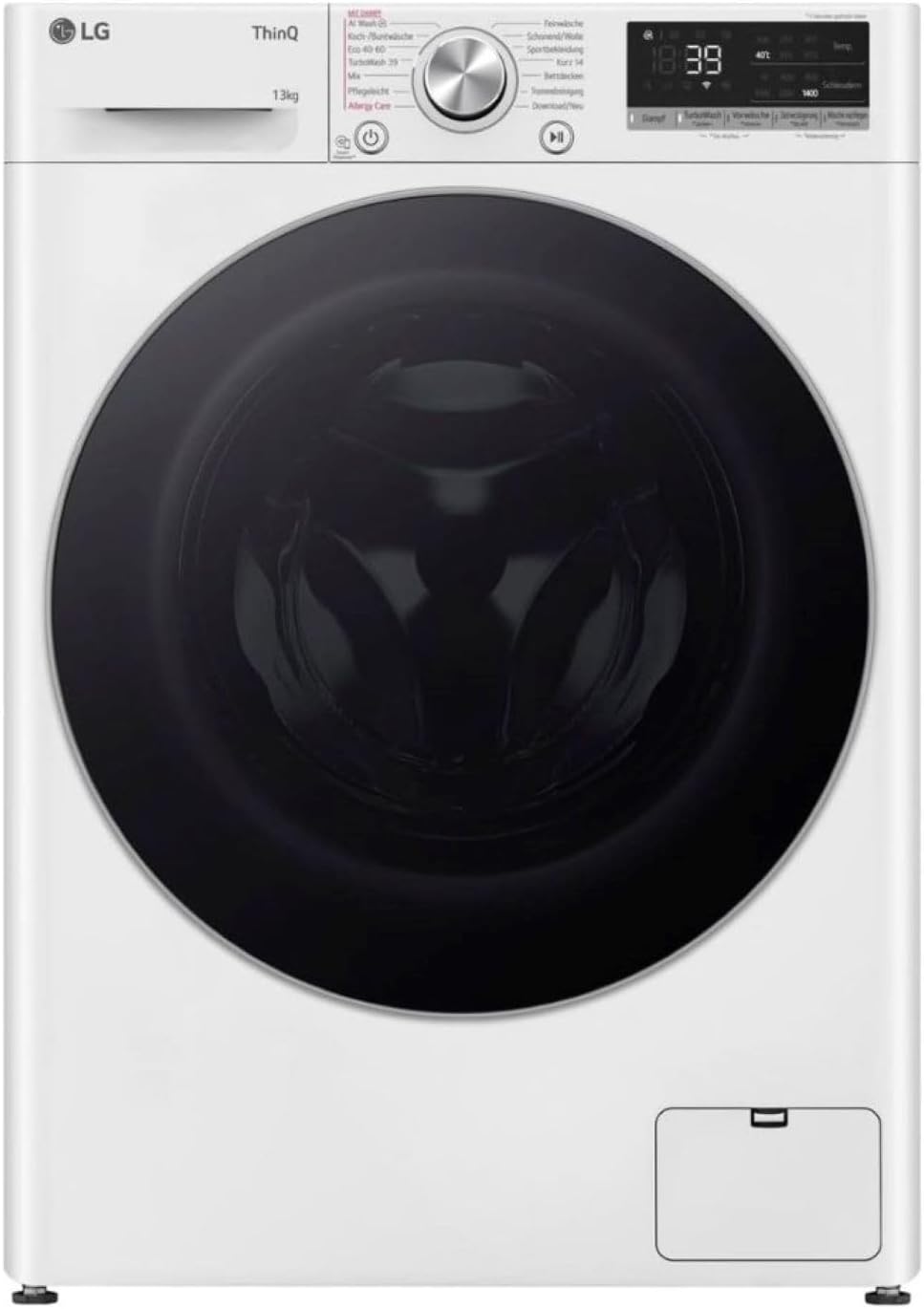 LG F4WV7080, Klasse A, Frontlader-Waschmaschine 8 kg, 1400 U/Min, AI Direct Drive, Wi-Fi, Tiefenreinigung mit Dampf, Groe Kapazitt, TRIPLE A, Auentür aus Sicherheitsglas, 62 x 60 x 85 cm Wei