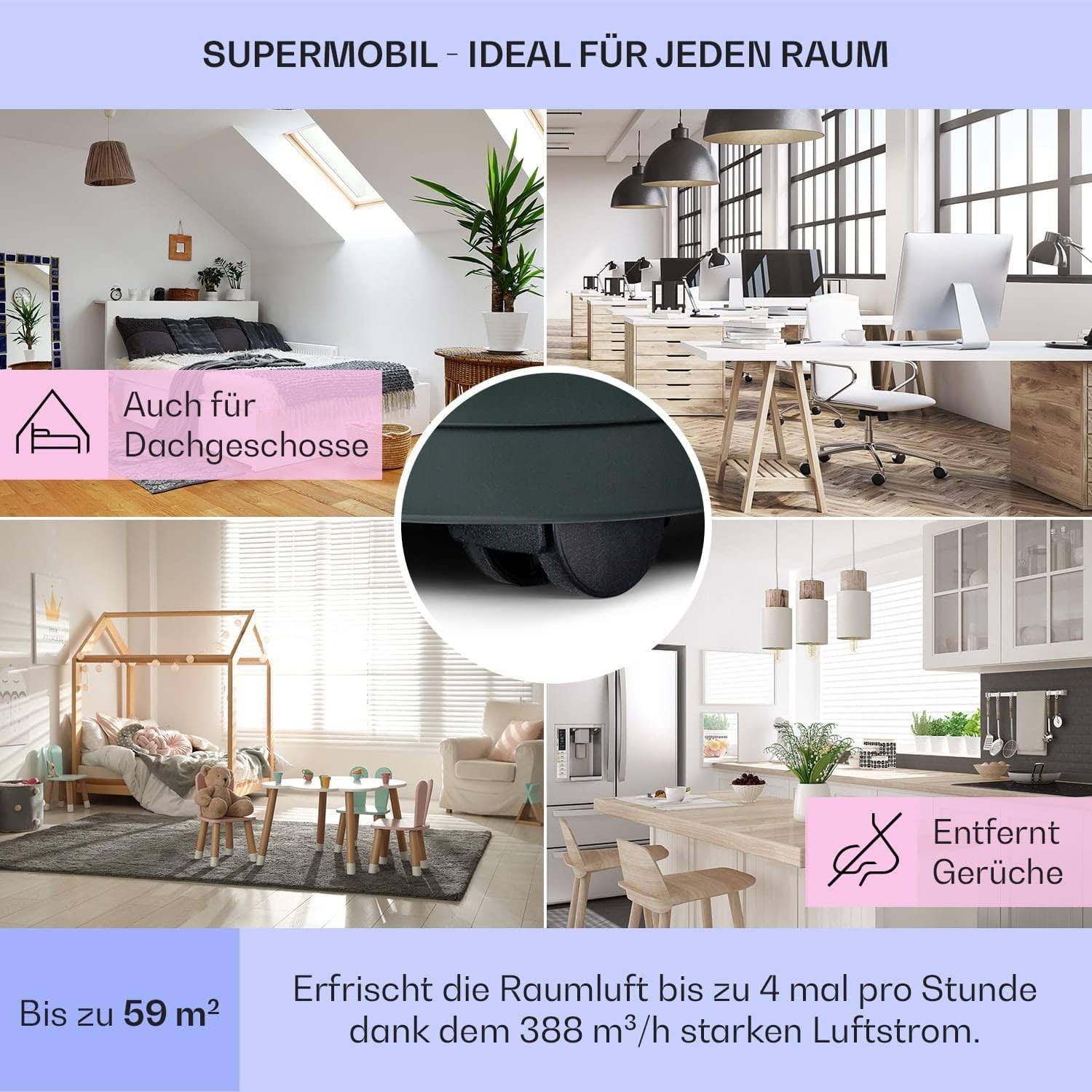 Klarstein Mobile Klimaanlage mit Abluftschlauch, 5-in-1 Klimagerät, Ventilator, Luftentfeuchter, Luftreiniger & Nachtmodus, App-Steuerung, Kleine & Portable, für Wohnung & Büro, 12000 BTU