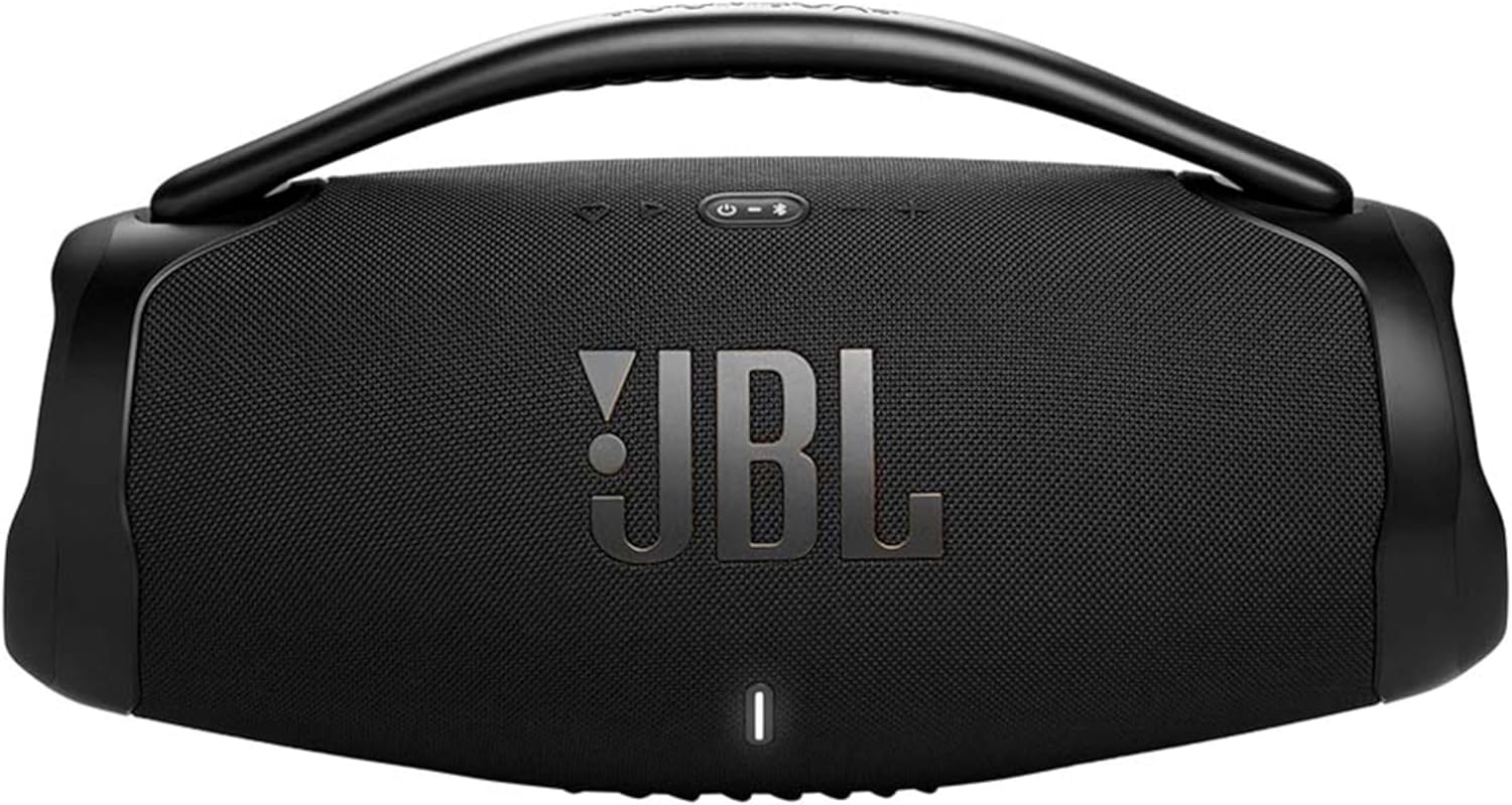 JBL Boombox 3 Wifi – Kabelloser Lautsprecher mit Bluetooth und Wifi – Kompatibel mit der JBL One App – 24 Stunden Wiedergabezeit – Wasser- und staubdicht – Integrierte Powerbank – Schwarz